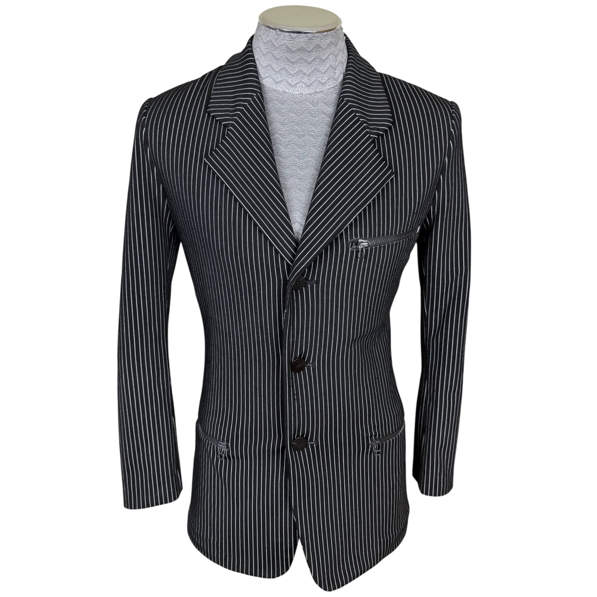 Vintage 1990s Issey Miyake Men’s Blazer Pinstripe Stretch Jacket Made in Japan Size M