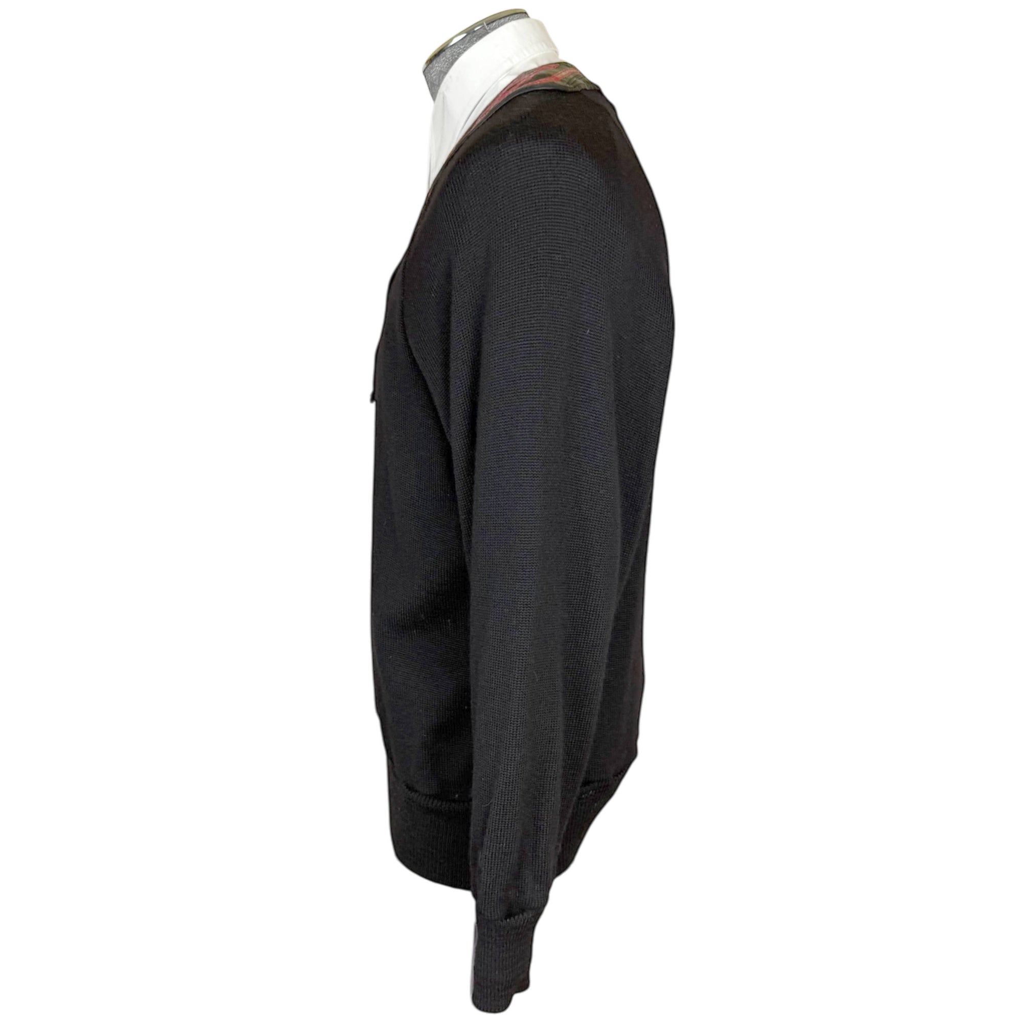1980s Vintage Izzy Camilleri Sweater Black Wool w Leather L
