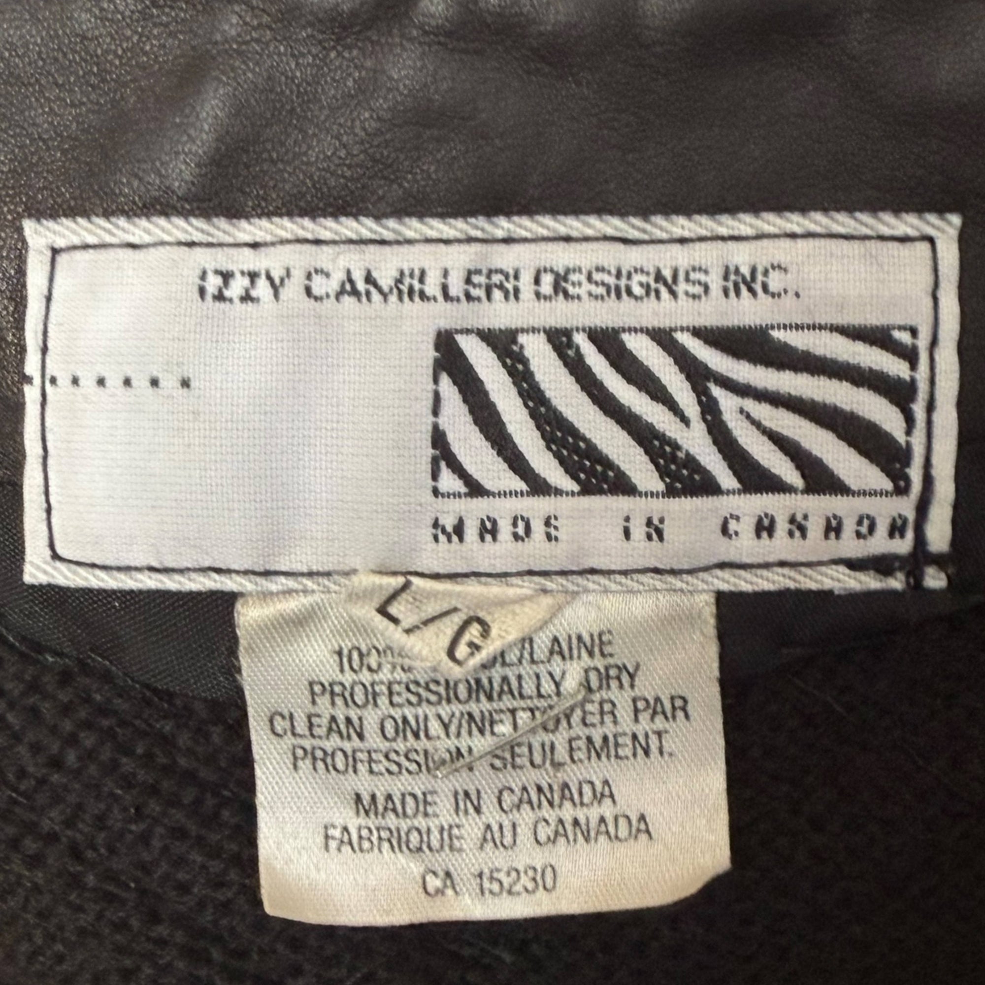 1980s Vintage Izzy Camilleri Sweater Black Wool w Leather L