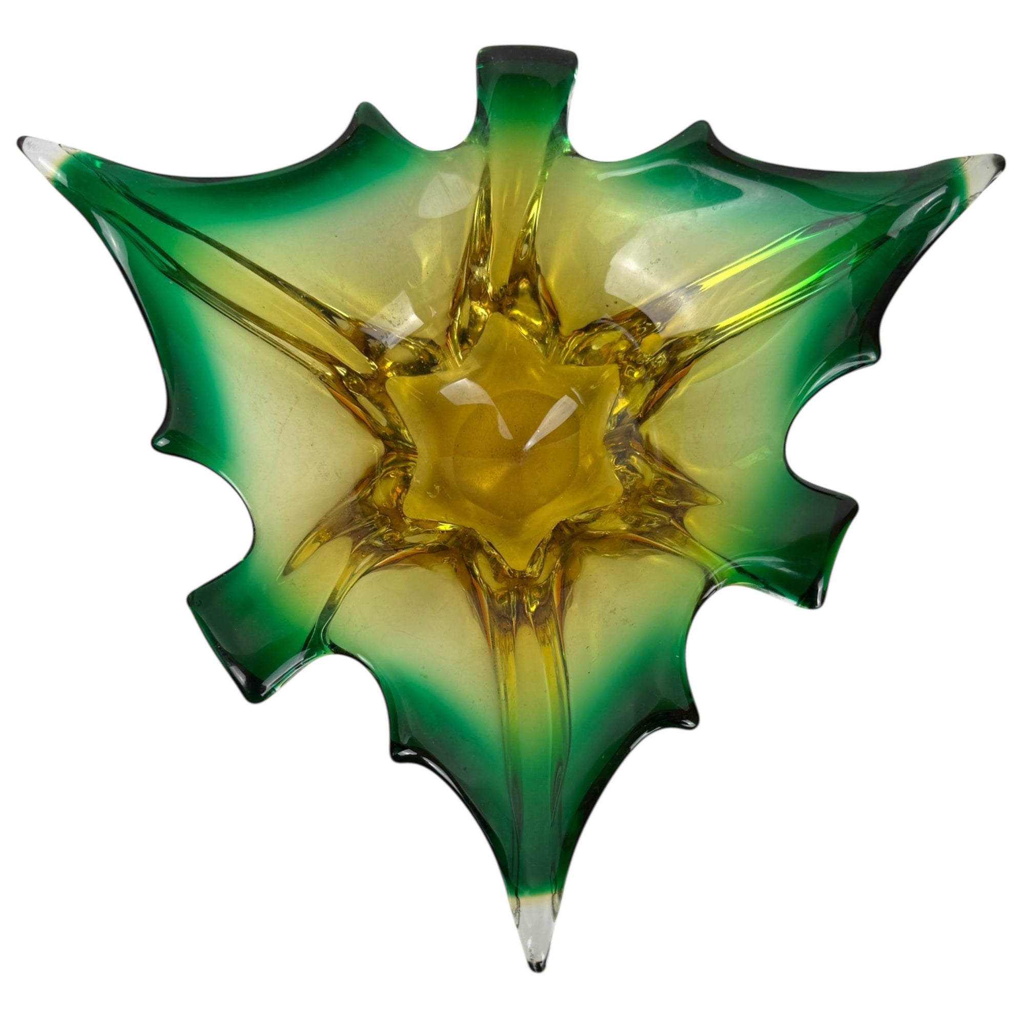 Vintage Murano Glass Maple Leaf Bowl JICO Jordan Importing