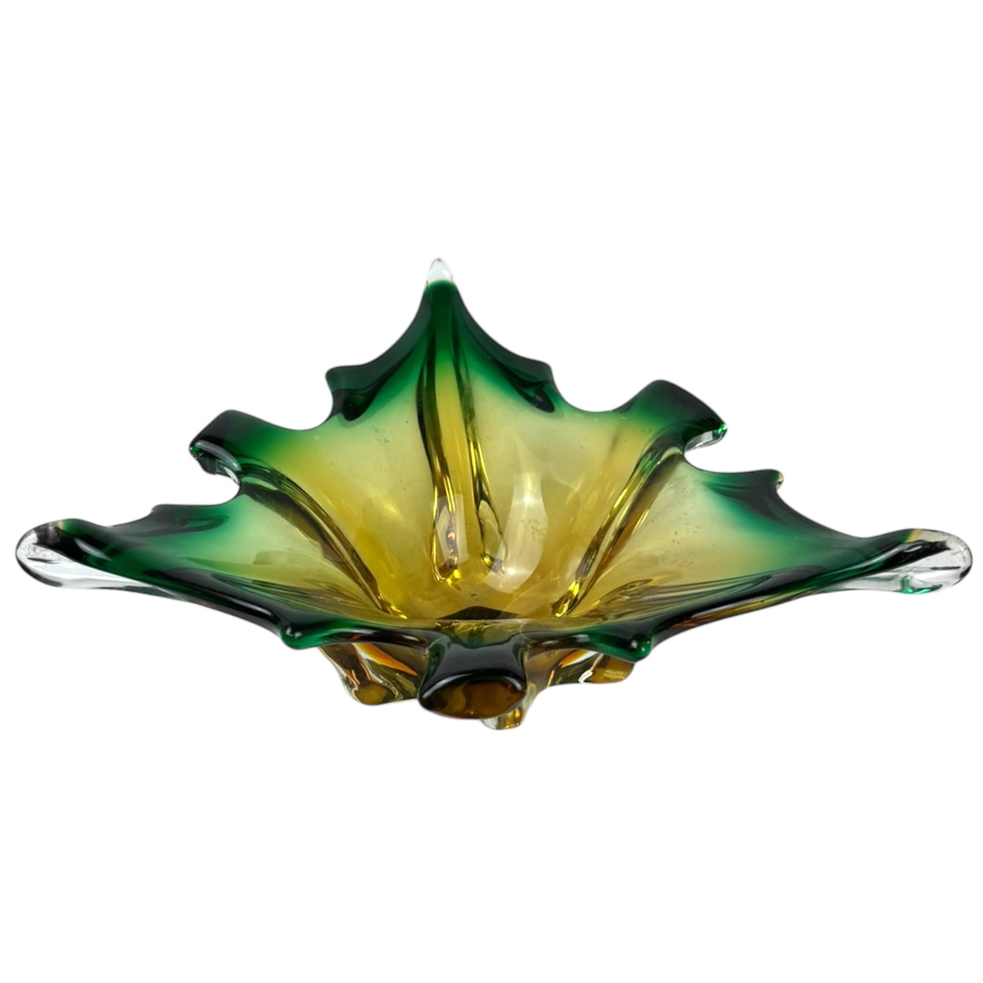 Vintage Murano Glass Maple Leaf Bowl JICO Jordan Importing