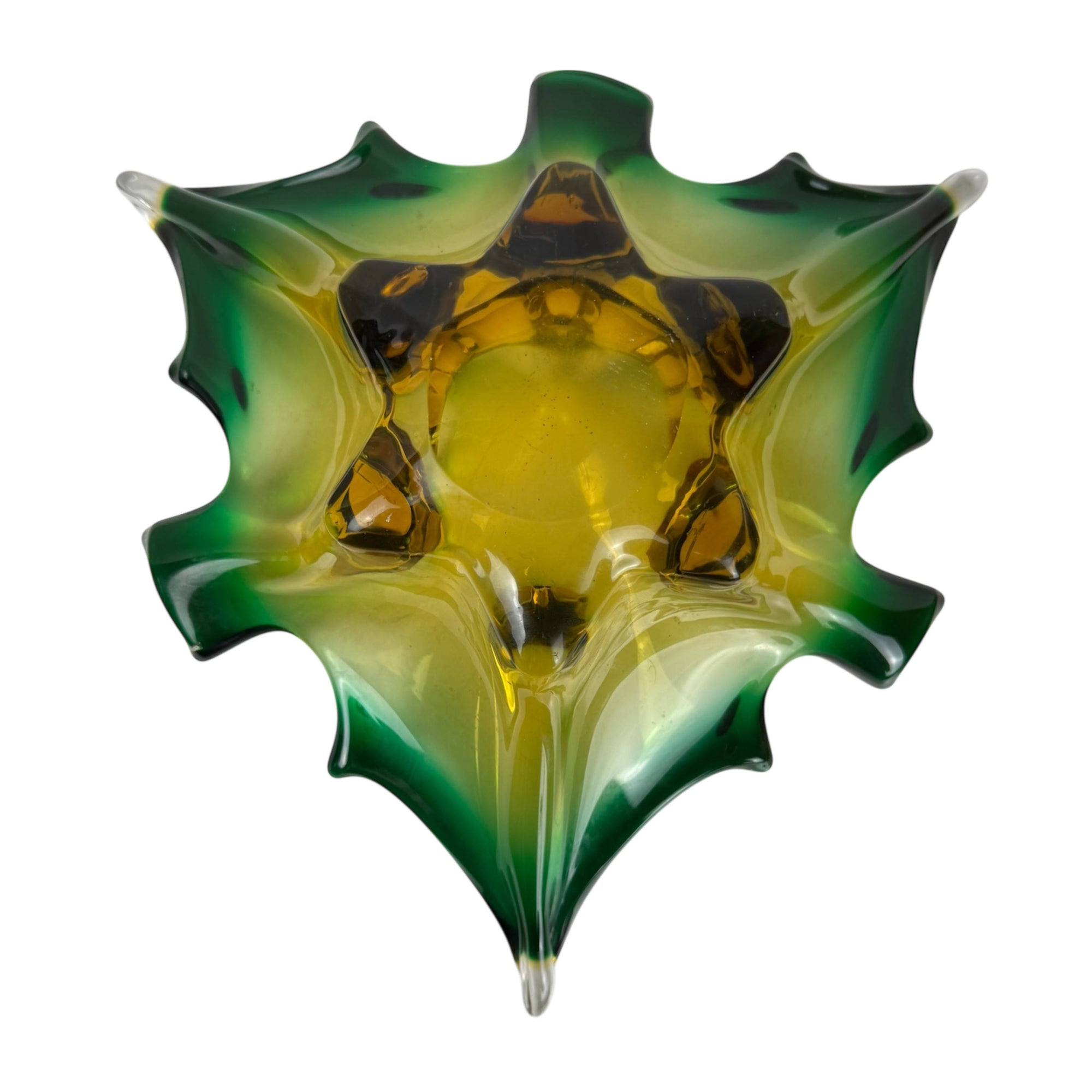 Vintage Murano Glass Maple Leaf Bowl JICO Jordan Importing