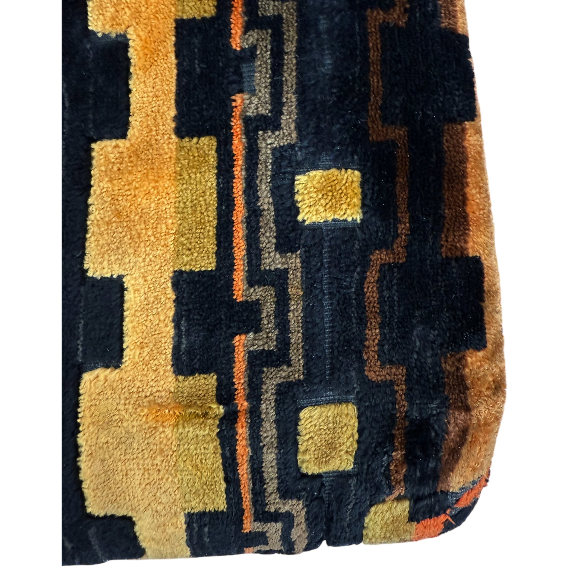 Vintage 60s Cut Velvet Handbag Geometric Chenille Purse JR