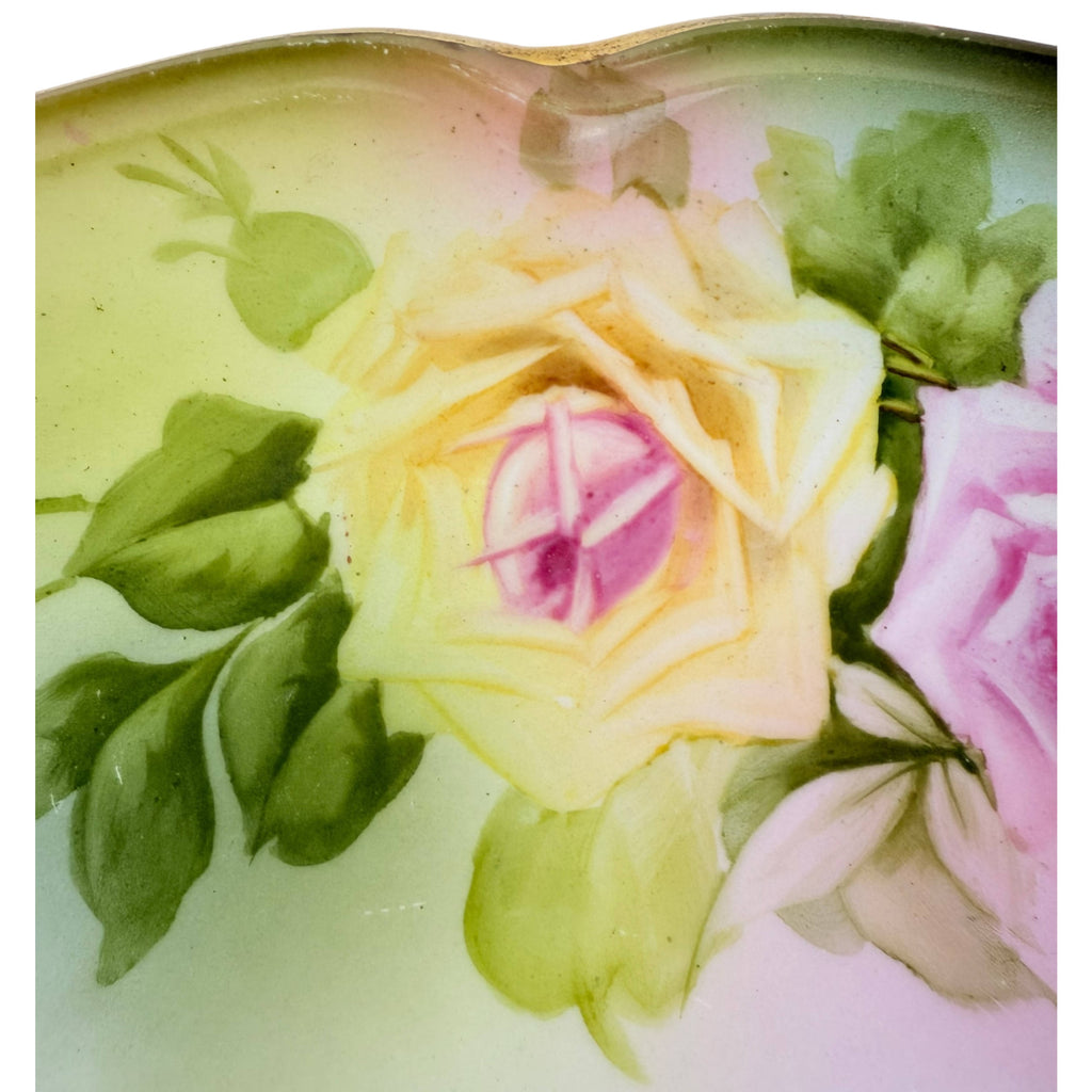 Antique Porcelain Charger Jaeger & Co Hand Painted Roses