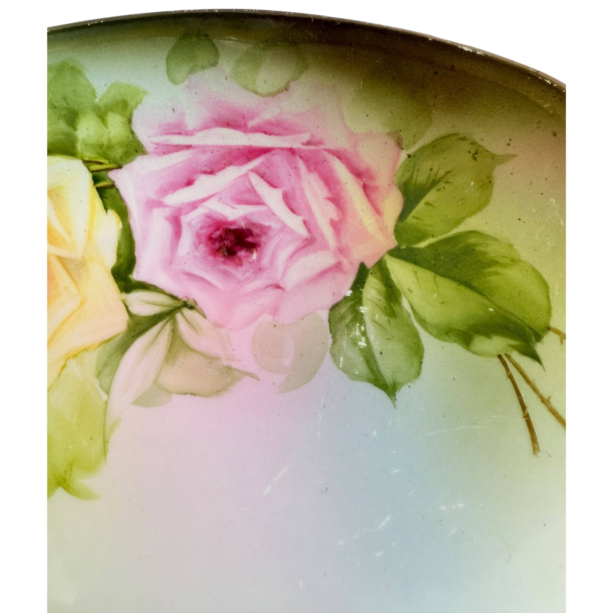 Antique Porcelain Charger Jaeger & Co Hand Painted Roses