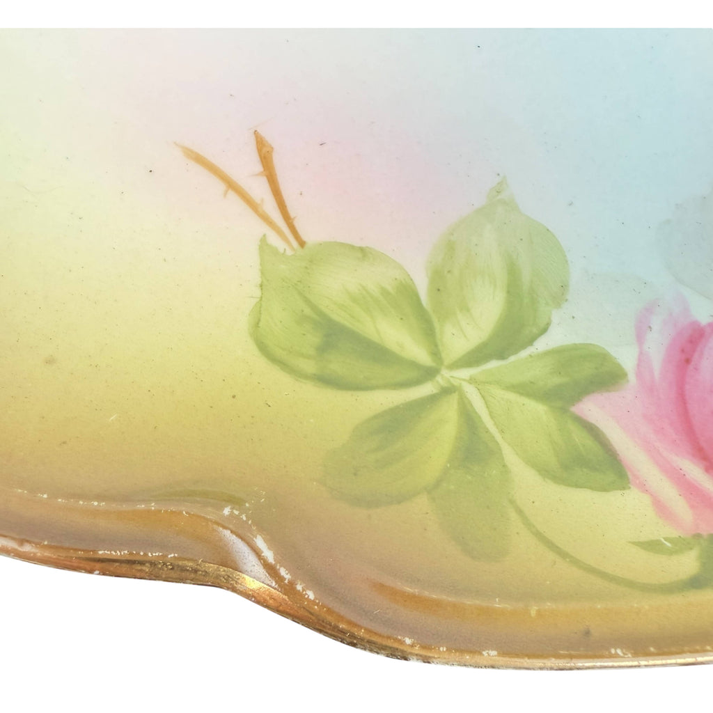 Antique Porcelain Charger Jaeger & Co Hand Painted Roses