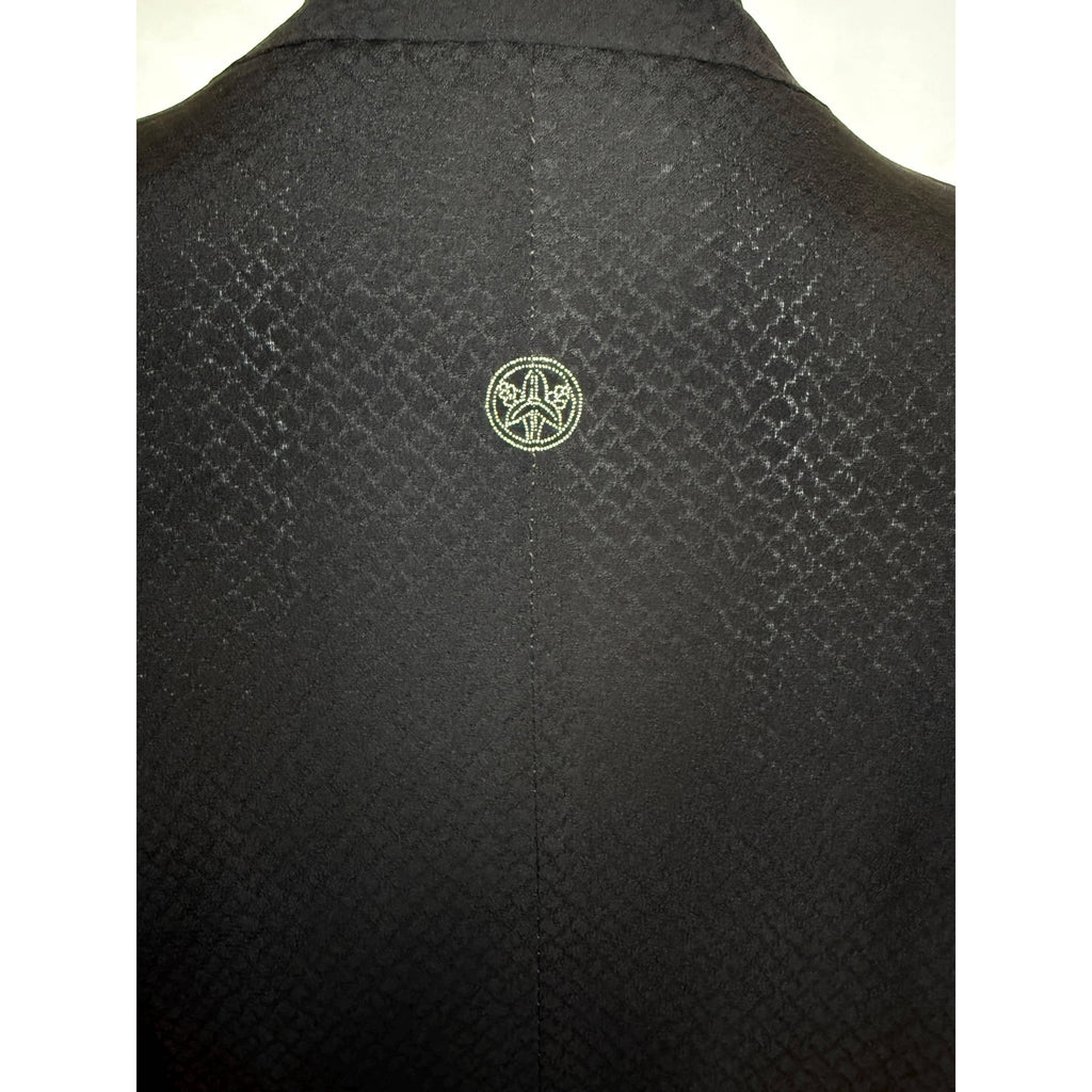 Vintage Japanese Black Silk Haori Jacket with Woven Mon