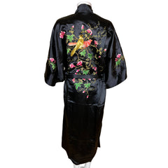 Vintage Silk Kimono Dressing Gown Hand Embroidered NWT Sz M