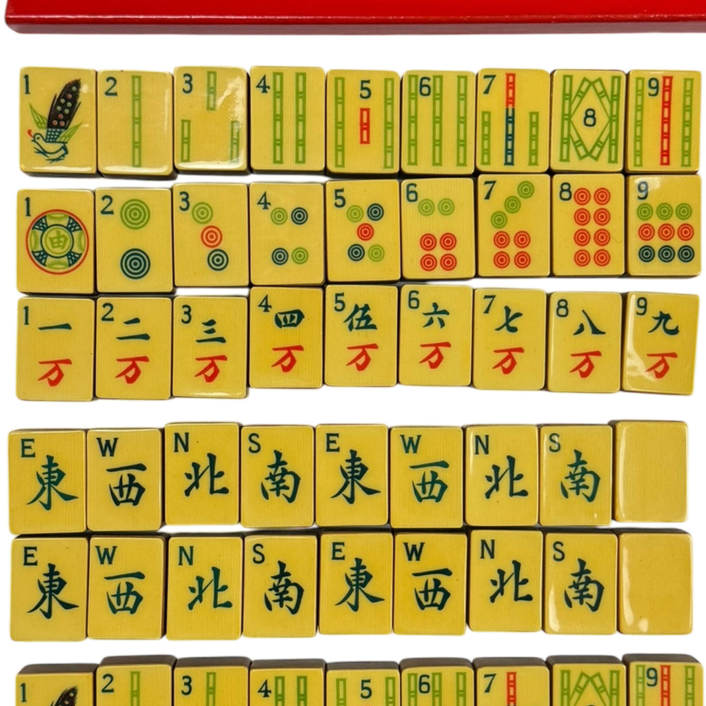 Vintage 1920s Chinese Mahjong Game 144 French Ivory Tiles