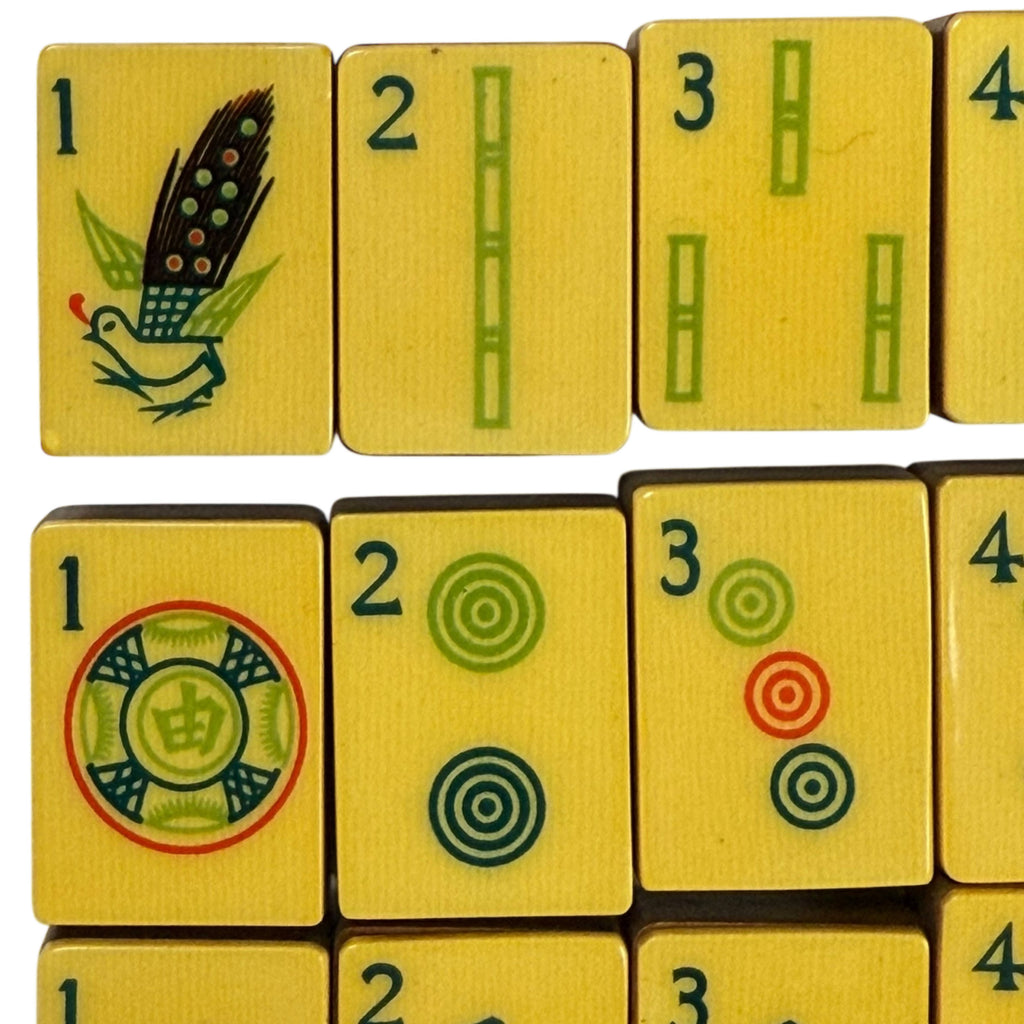 Vintage 1920s Chinese Mahjong Game 144 French Ivory Tiles
