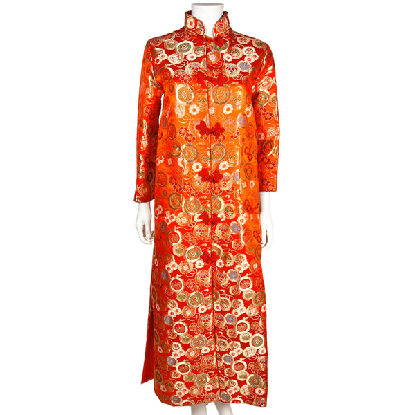 Vintage Japanese Silk Brocade Robe Dressing Gown Size Small