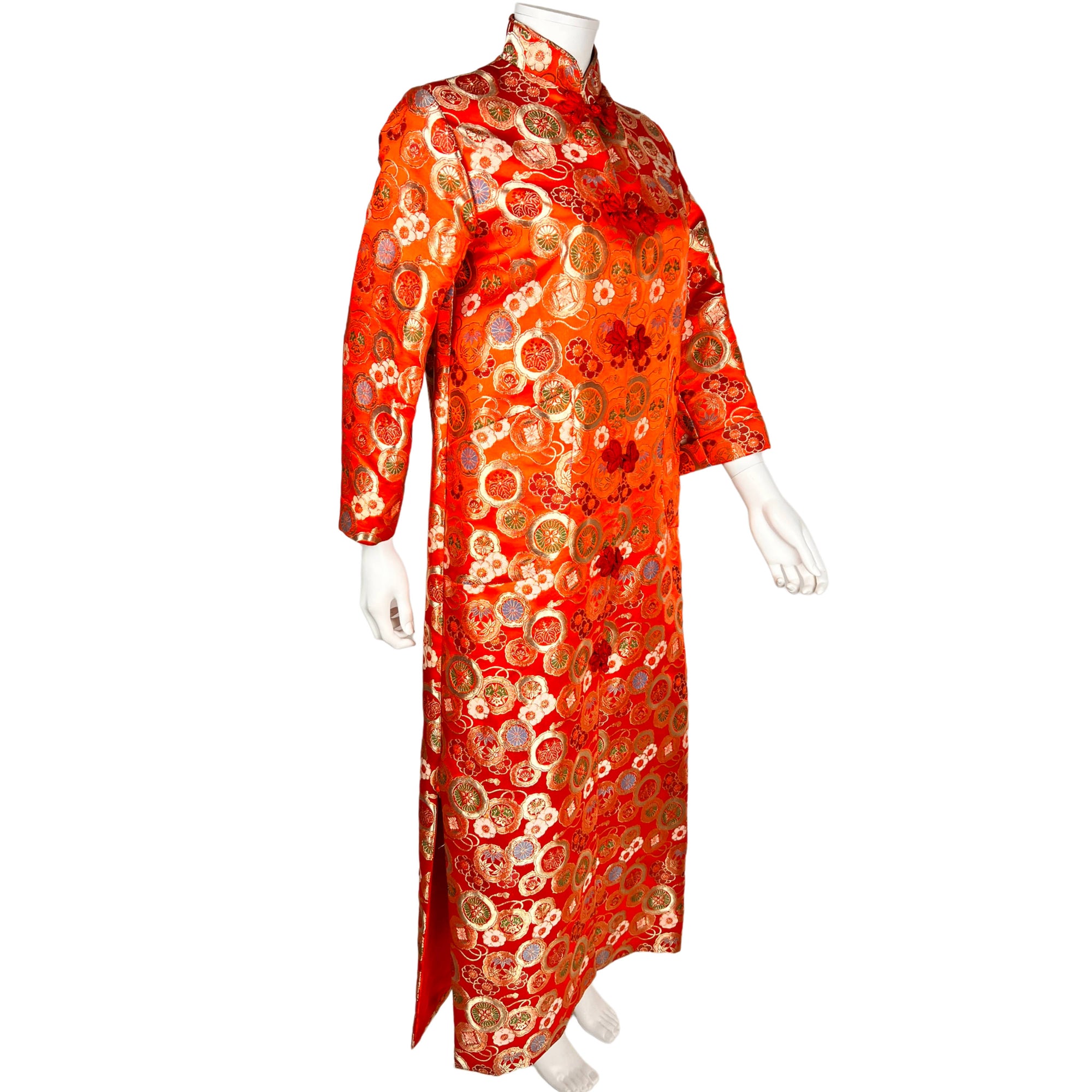 Vintage Japanese Silk Brocade Robe Dressing Gown Size Small