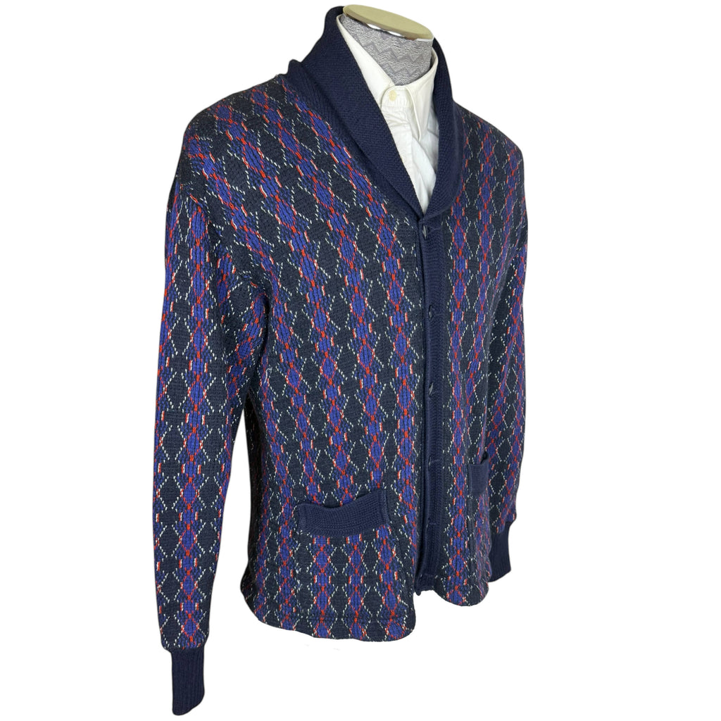 Vintage 1960s Cardigan Sweater w Shawl Collar Men’s Size M