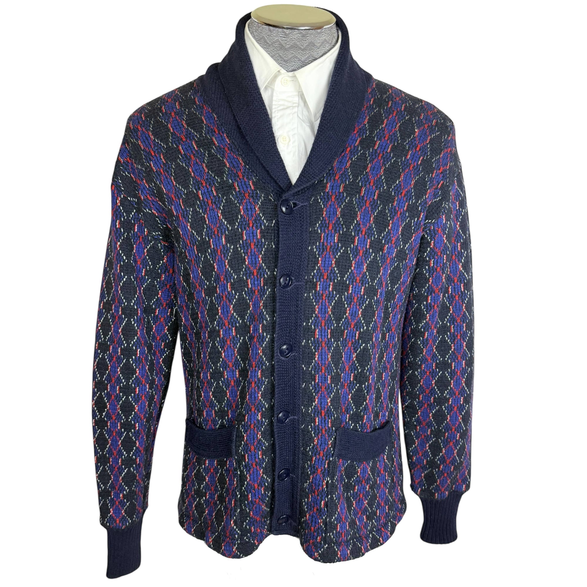 Vintage 1960s Cardigan Sweater w Shawl Collar Men’s Size M