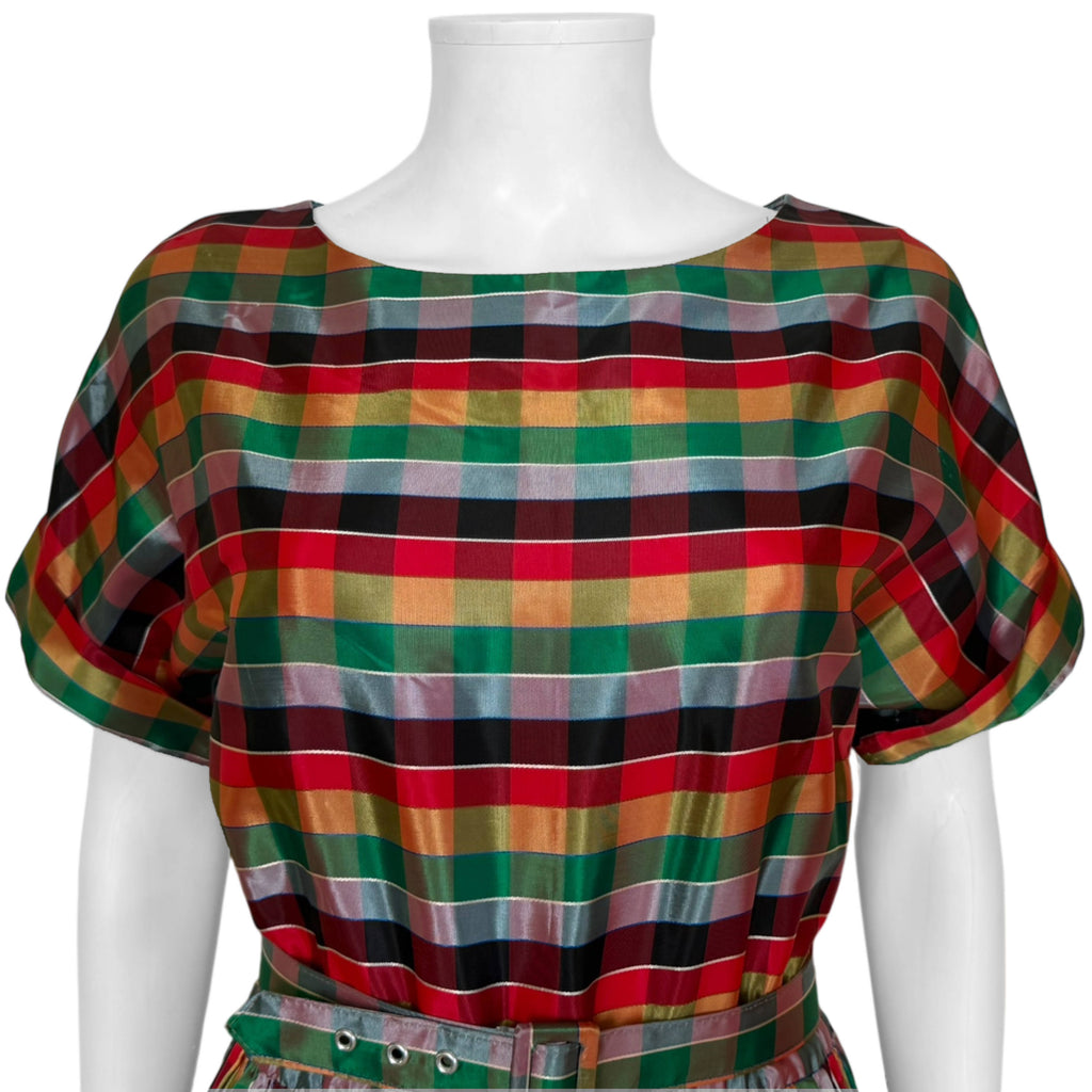 bodice of 70s plaid dress