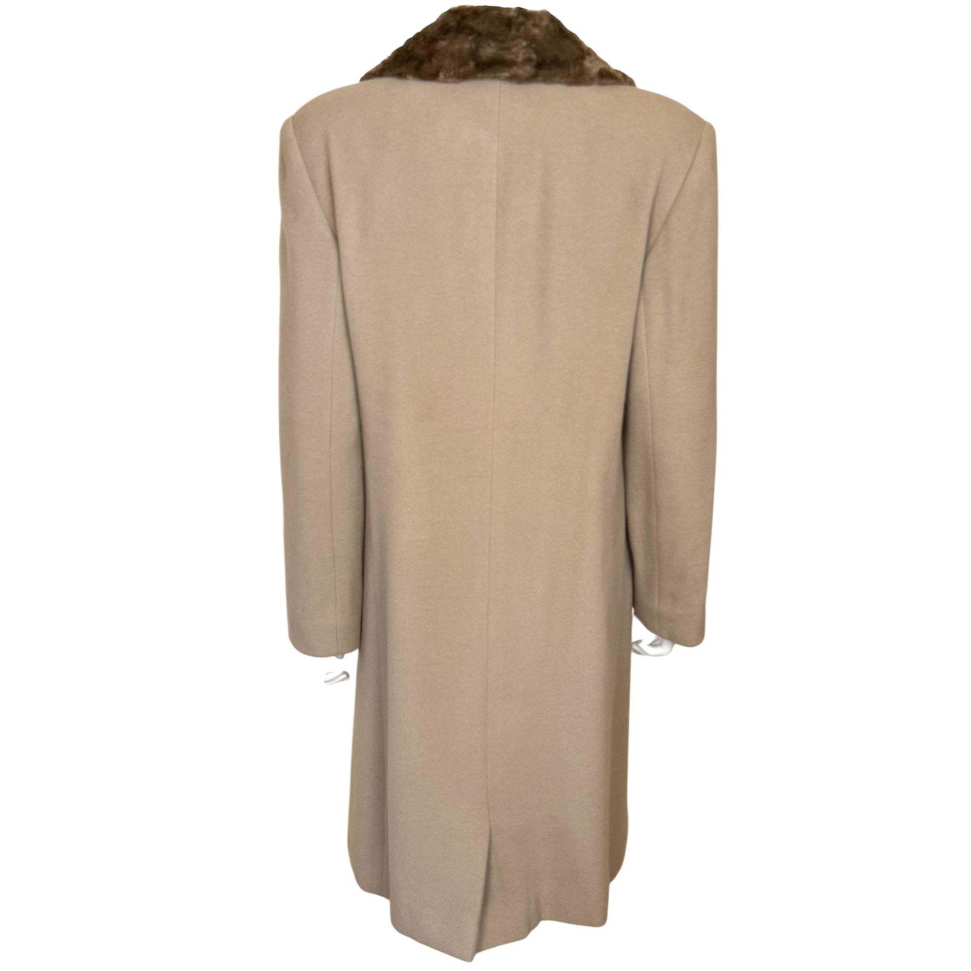 Back view of vintage 1990s Jean Claude Poitras Wool Coat Qui M'aime Me Suive