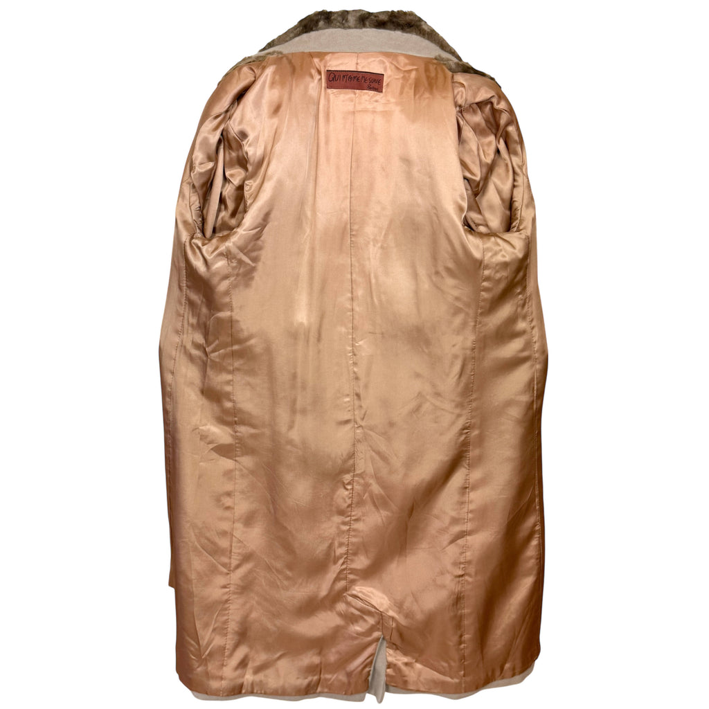 Lining of Vintage 1990s Jean Claude Poitras Wool Coat Qui M'aime Me Suive