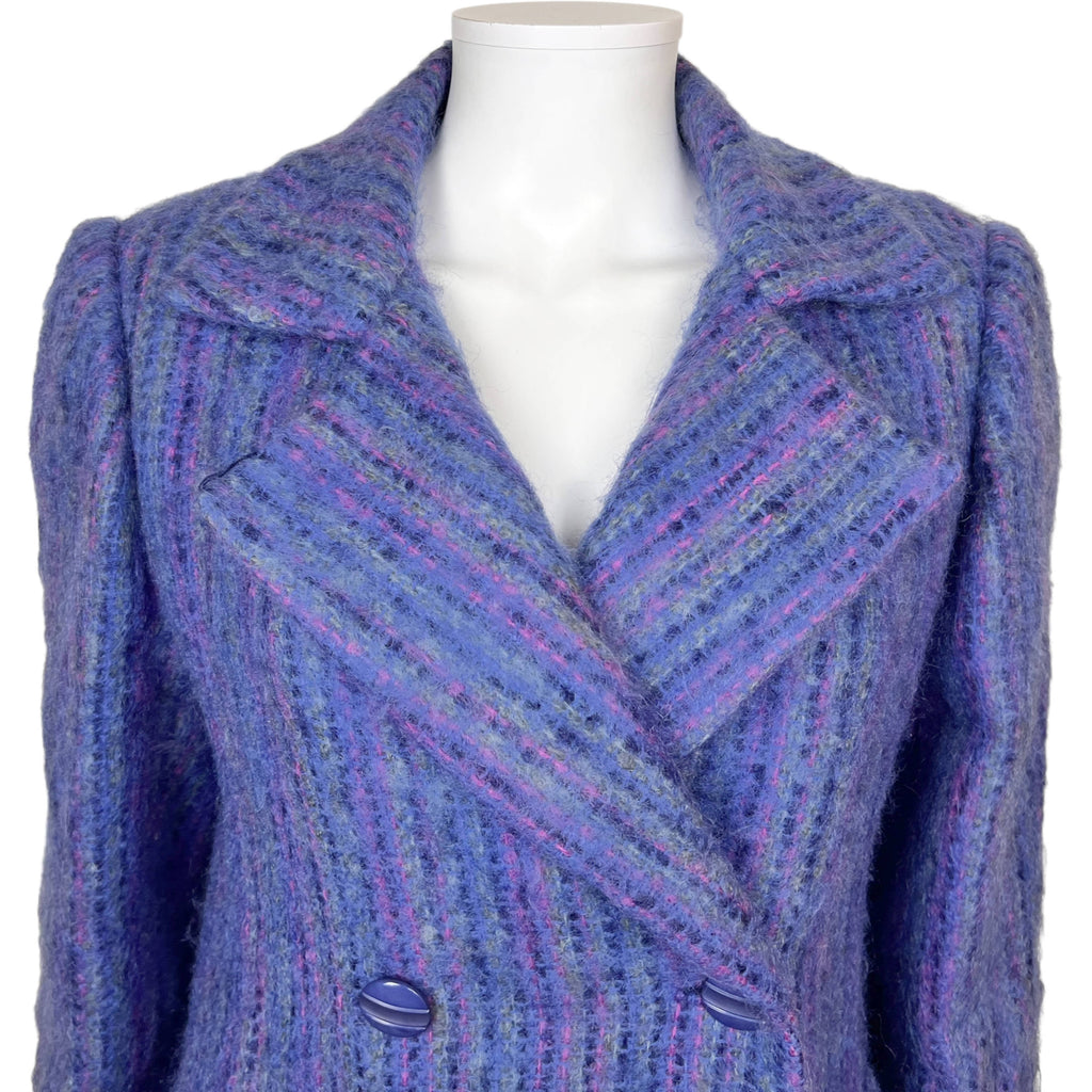 1970s Vintage English Mohair Coat Violet Ladies Size M