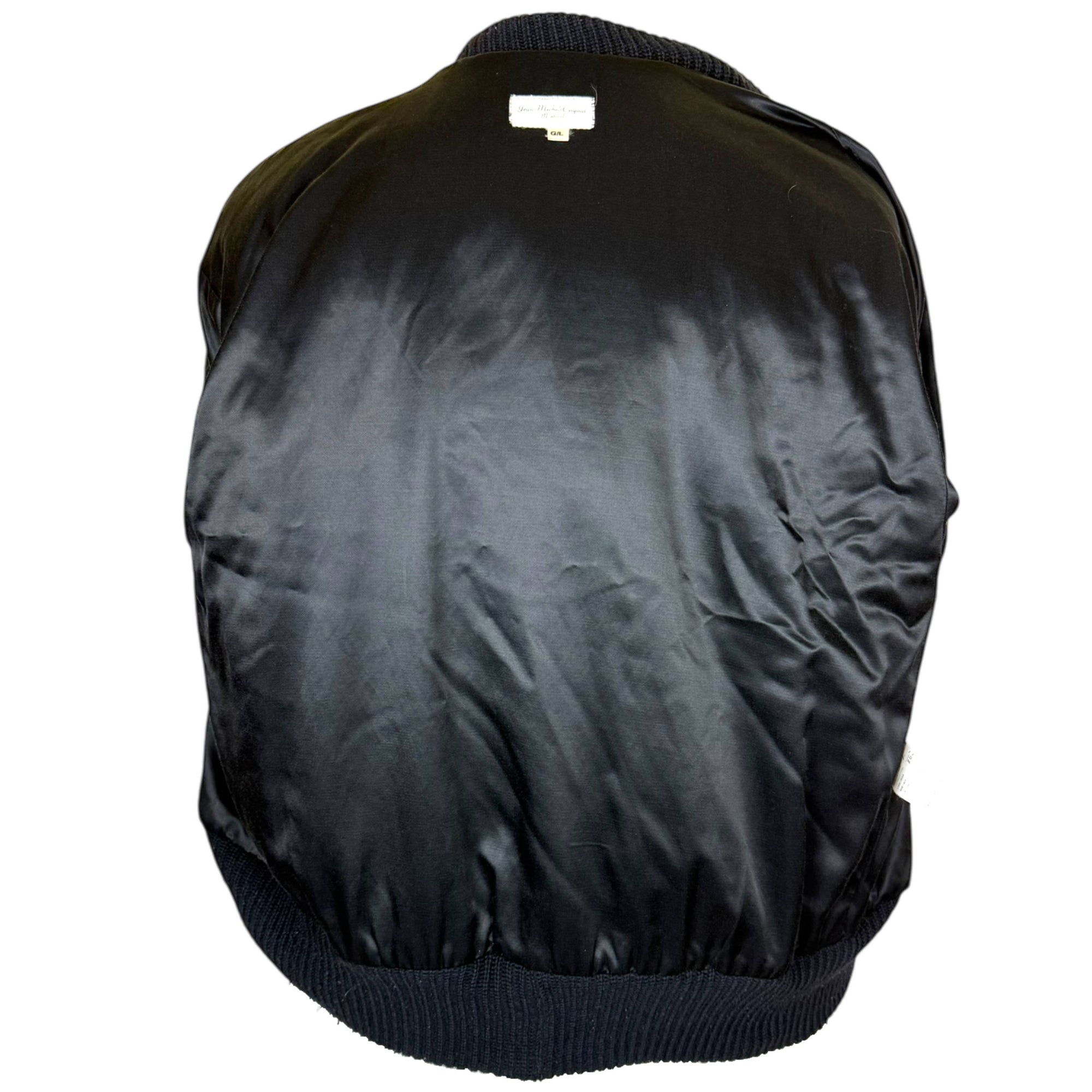 Vintage 1980s Knit Bomber Jacket with Leather Trim Size L