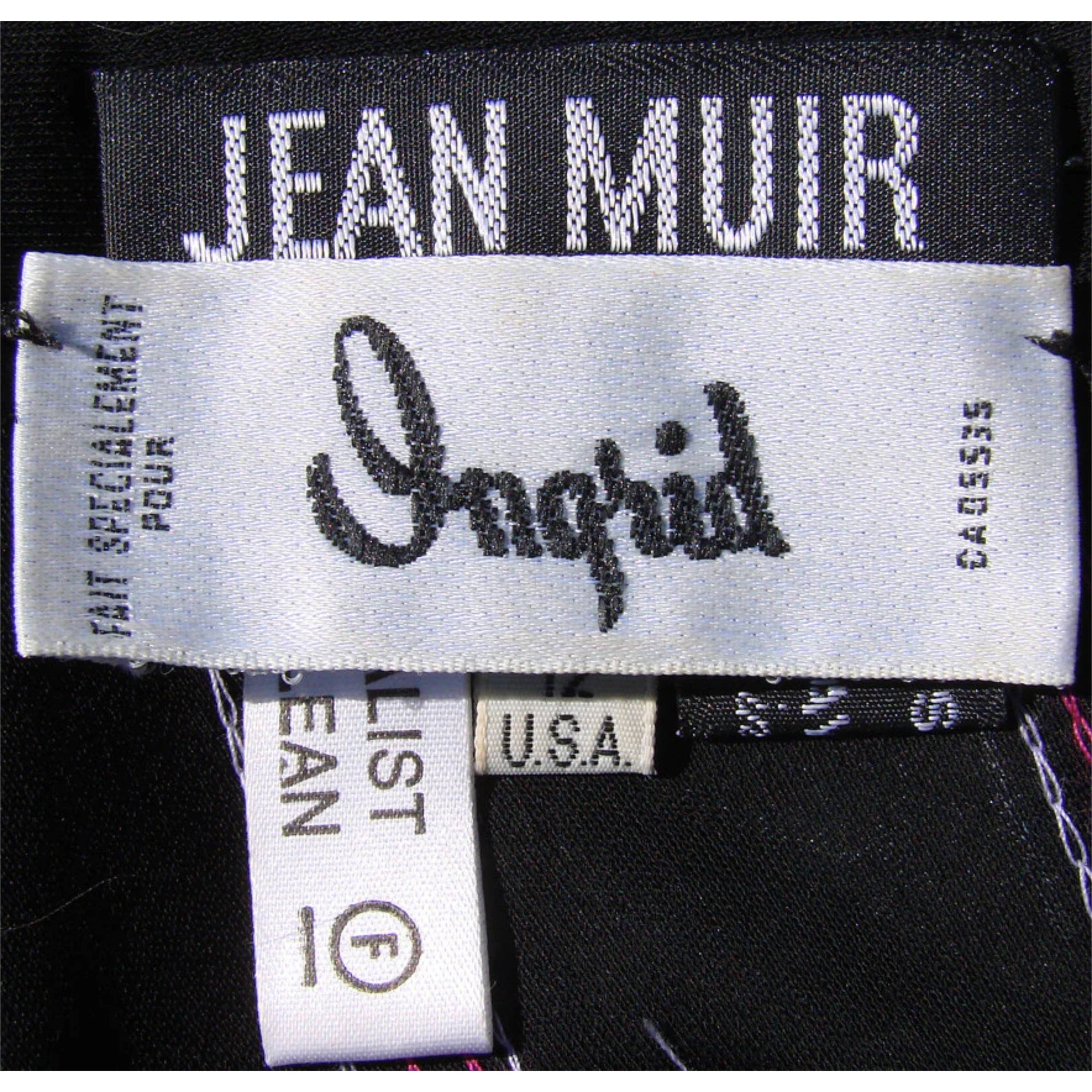 Vintage Jean Muir Dress - Black Rayon Jersey w Pink Sequins
