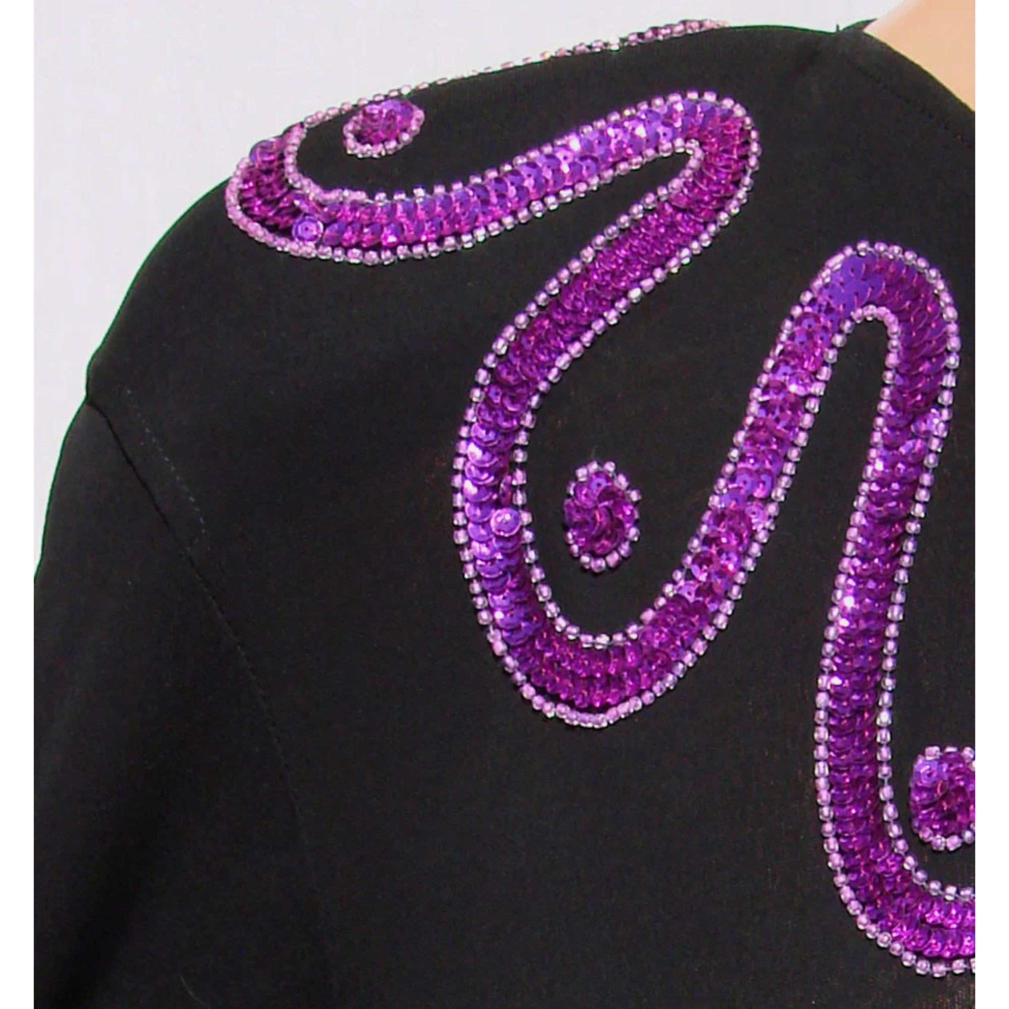 Vintage Jean Muir Dress - Black Rayon Jersey w Pink Sequins