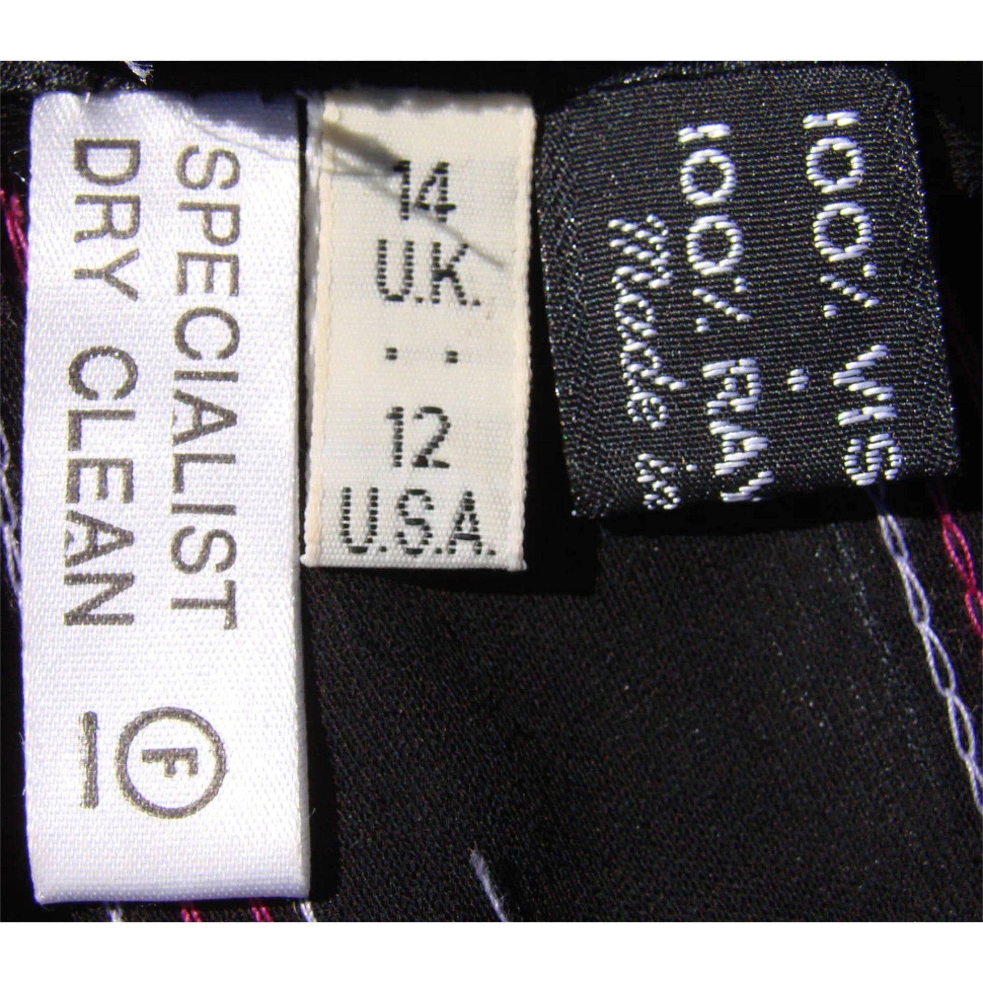 Vintage Jean Muir Dress - Black Rayon Jersey w Pink Sequins