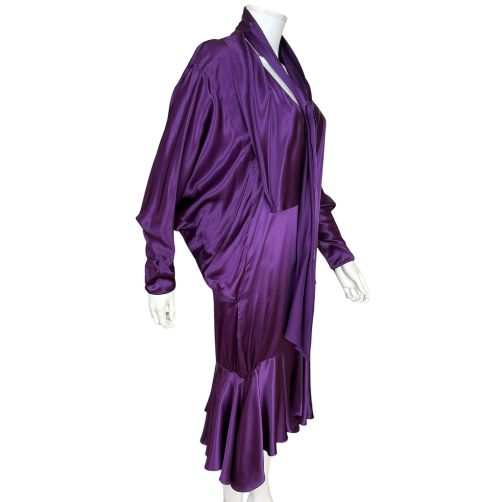 Vintage 1980s Jean Muir Studio Dress Purple Silk Made in England