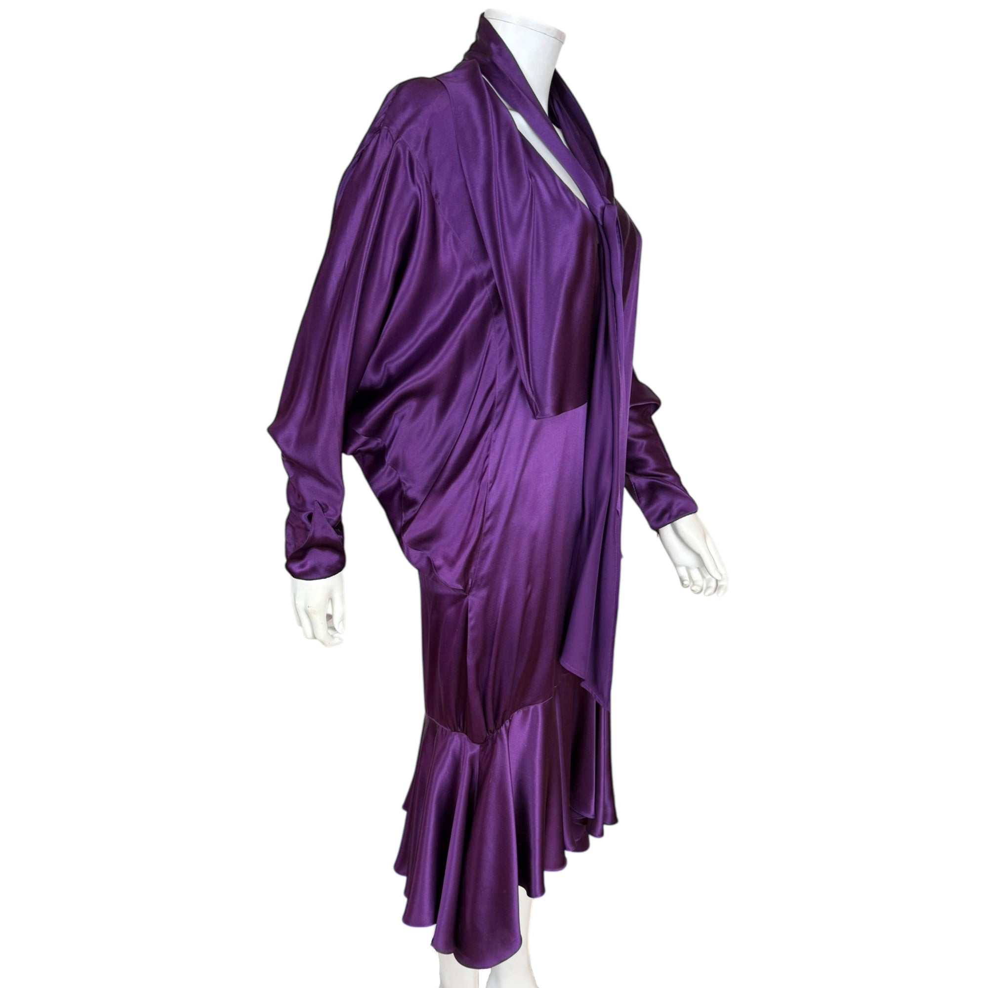 Vintage 1980s Jean Muir Studio Dress Purple Silk Made in England
