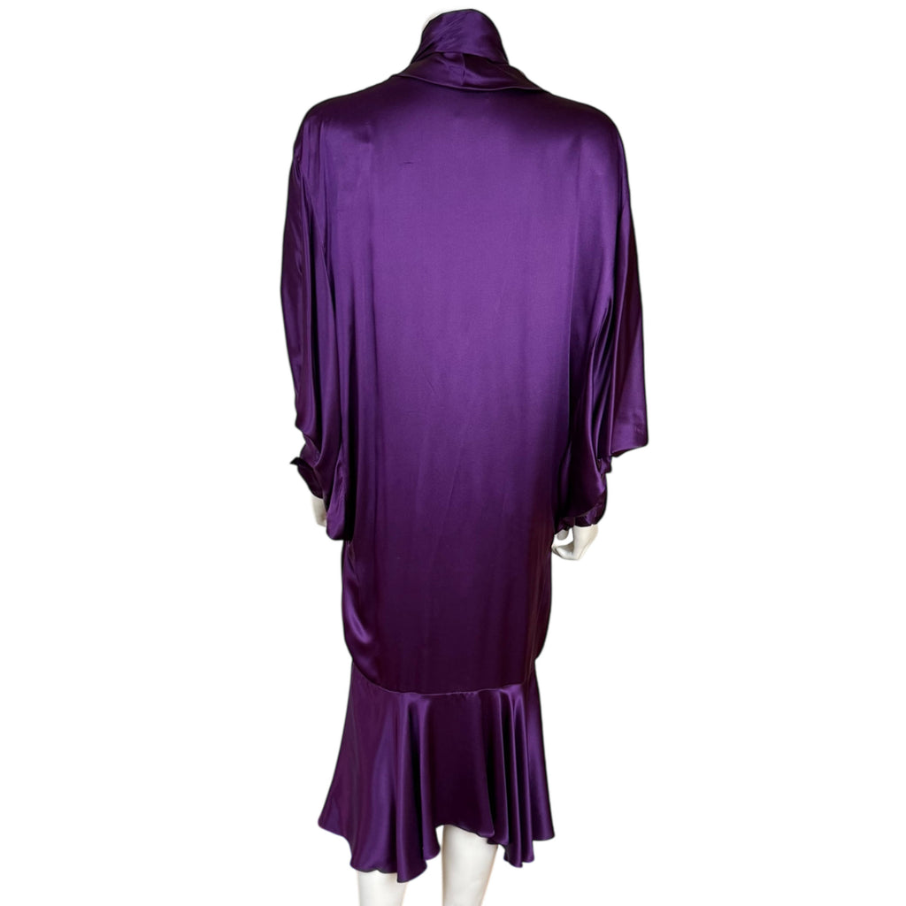 Vintage 1980s Jean Muir Studio Dress Purple Silk Made in England