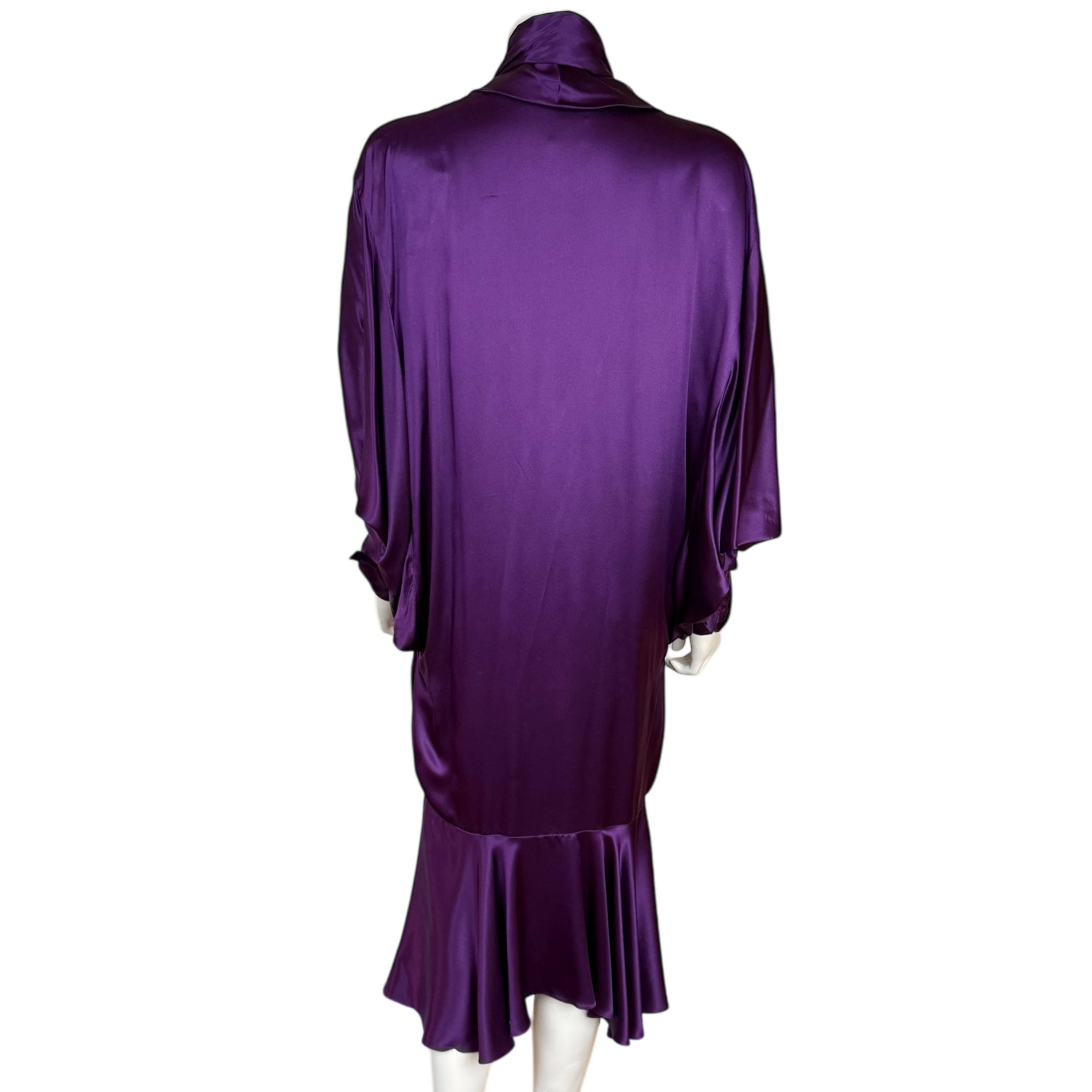 Vintage 1980s Jean Muir Studio Dress Purple Silk Made in England