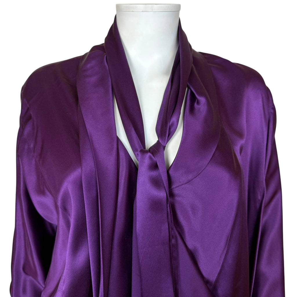 Vintage 1980s Jean Muir Studio Dress Purple Silk Made in England