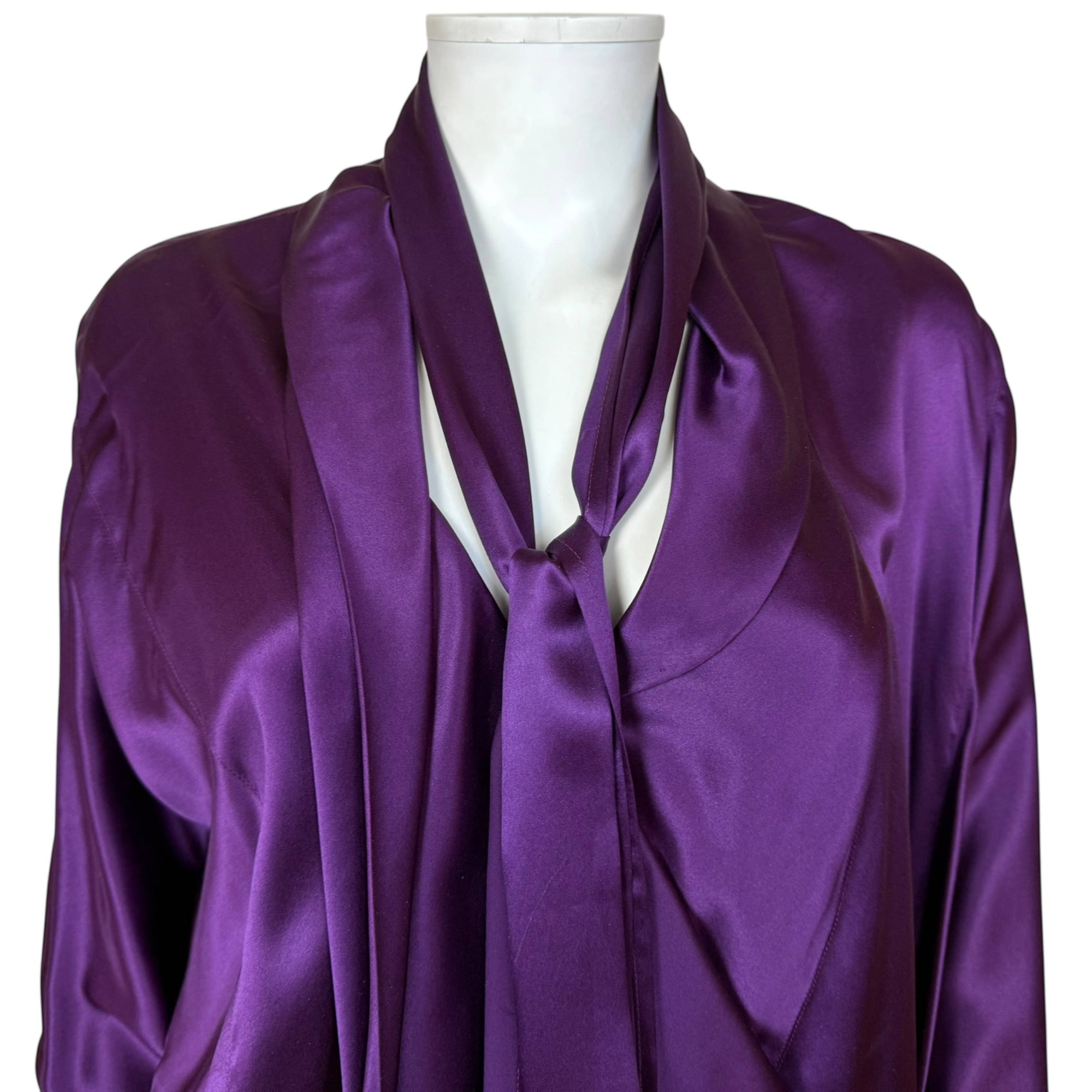 Vintage 1980s Jean Muir Studio Dress Purple Silk Made in England