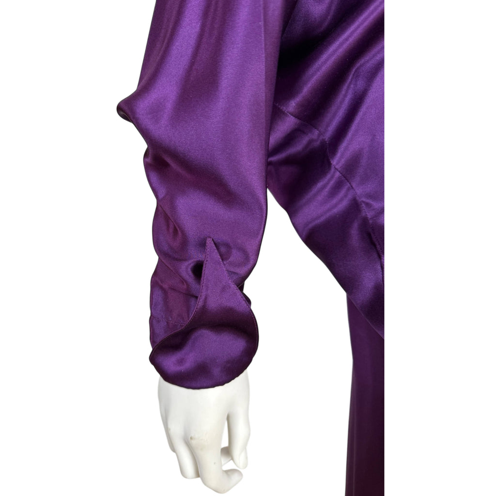 Vintage 1980s Jean Muir Studio Dress Purple Silk Made in England