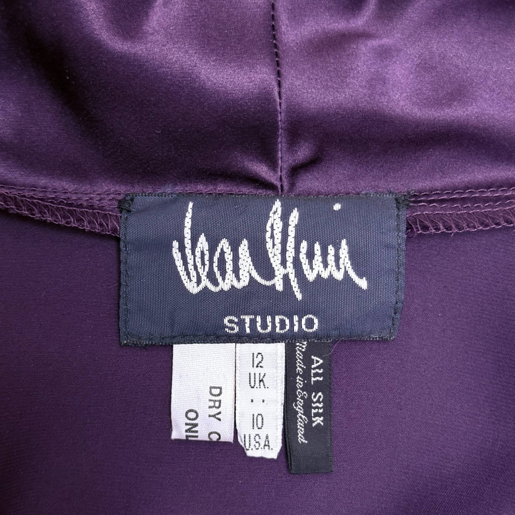 Vintage 1980s Jean Muir Studio Dress Purple Silk Made in England