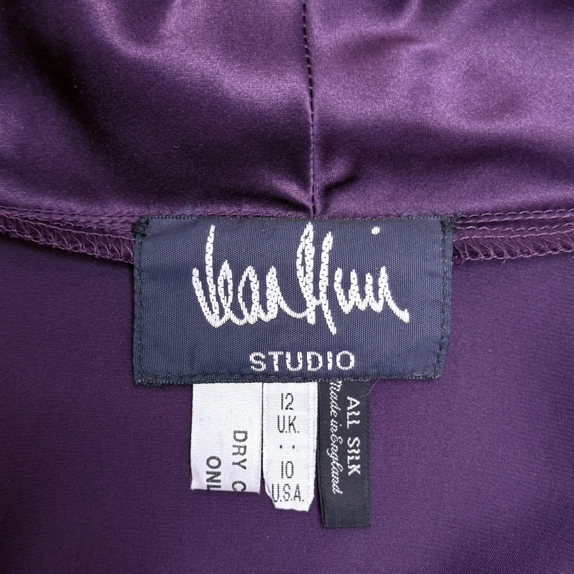 Vintage 1980s Jean Muir Studio Dress Purple Silk Made in England