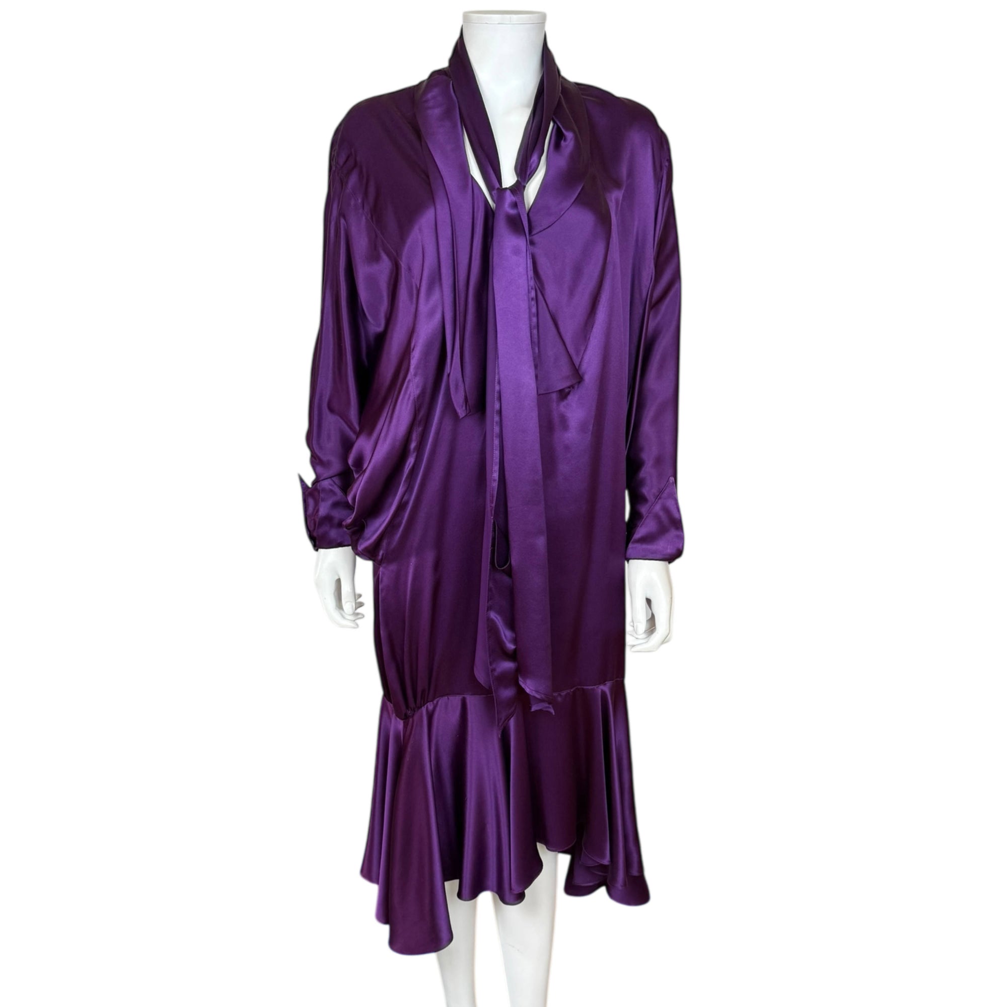 Vintage 1980s Jean Muir Studio Dress Purple Silk Made in England