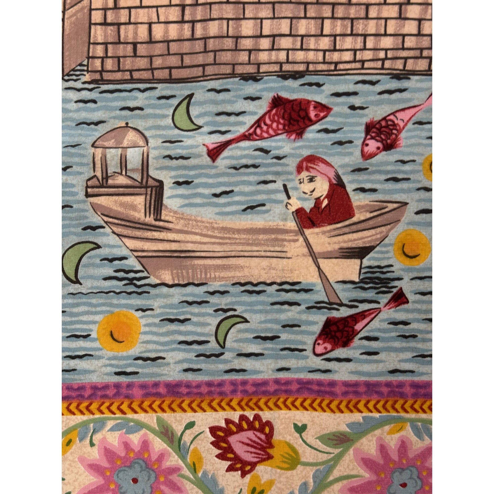 print detail on silk scarf by jean patou