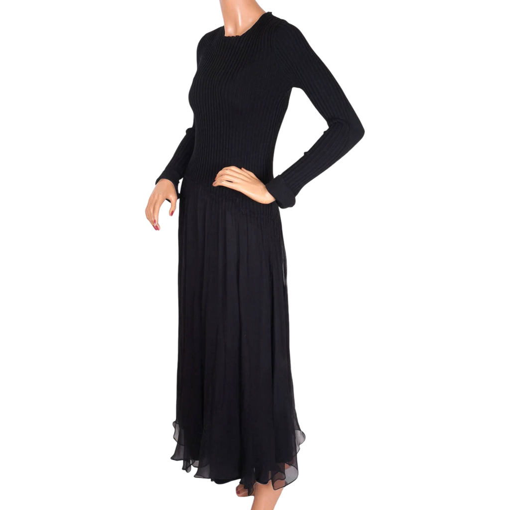 1990s Dress by Jean Paul Gaultier in Black Silk Chiffon & Knit