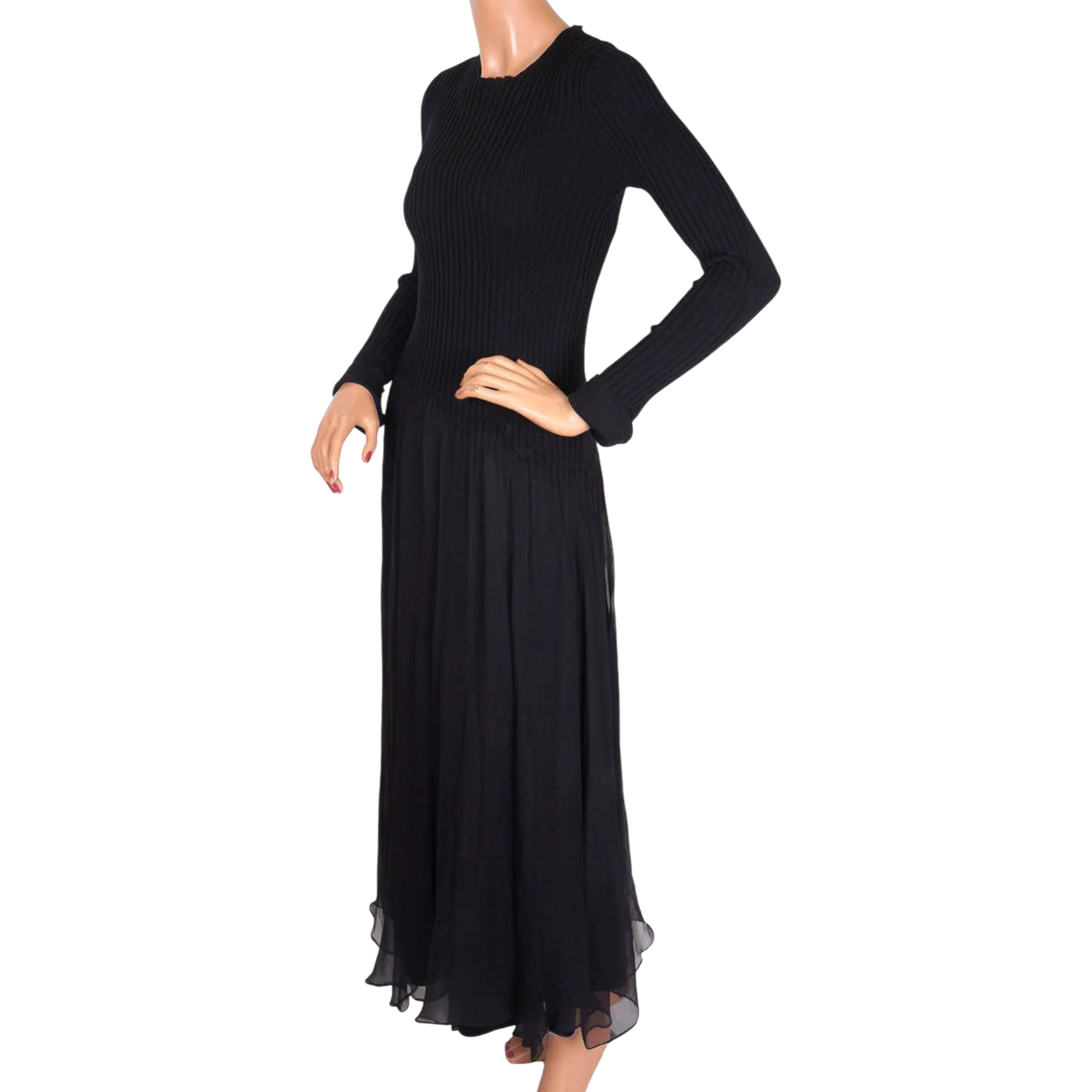 1990s Dress by Jean Paul Gaultier in Black Silk Chiffon & Knit