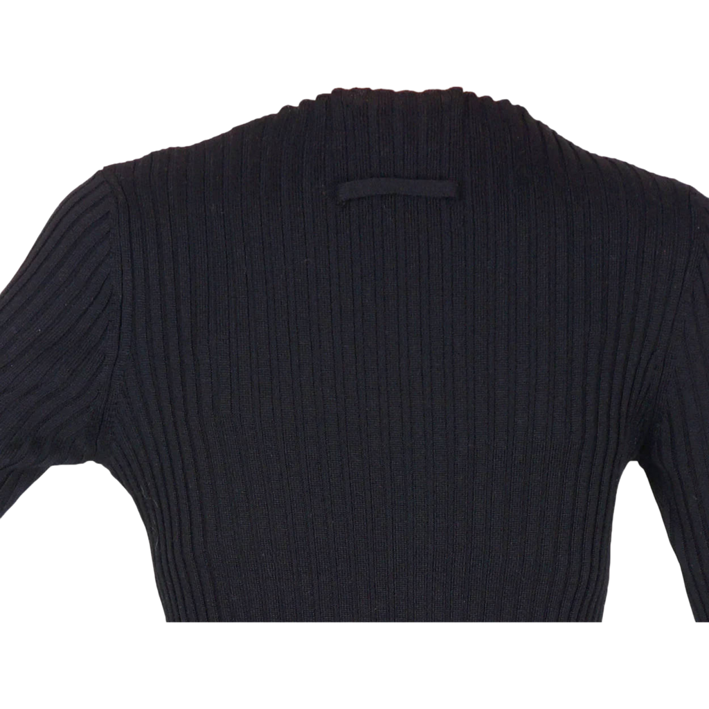 close-up of knitted wool back of gaultier gown