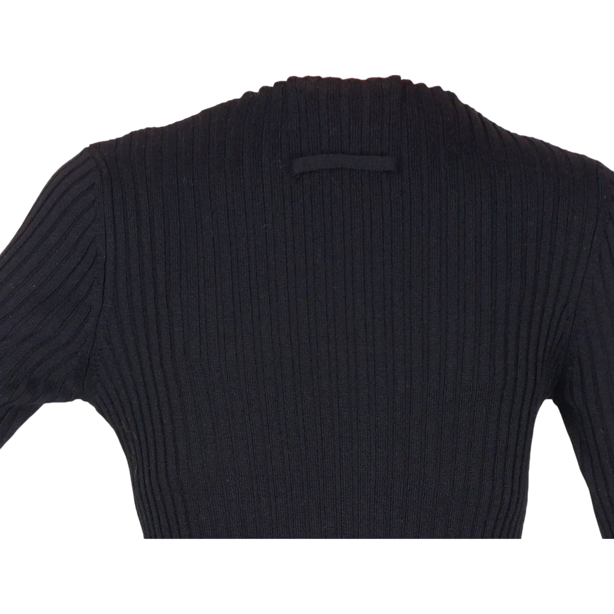 close-up of knitted wool back of gaultier gown