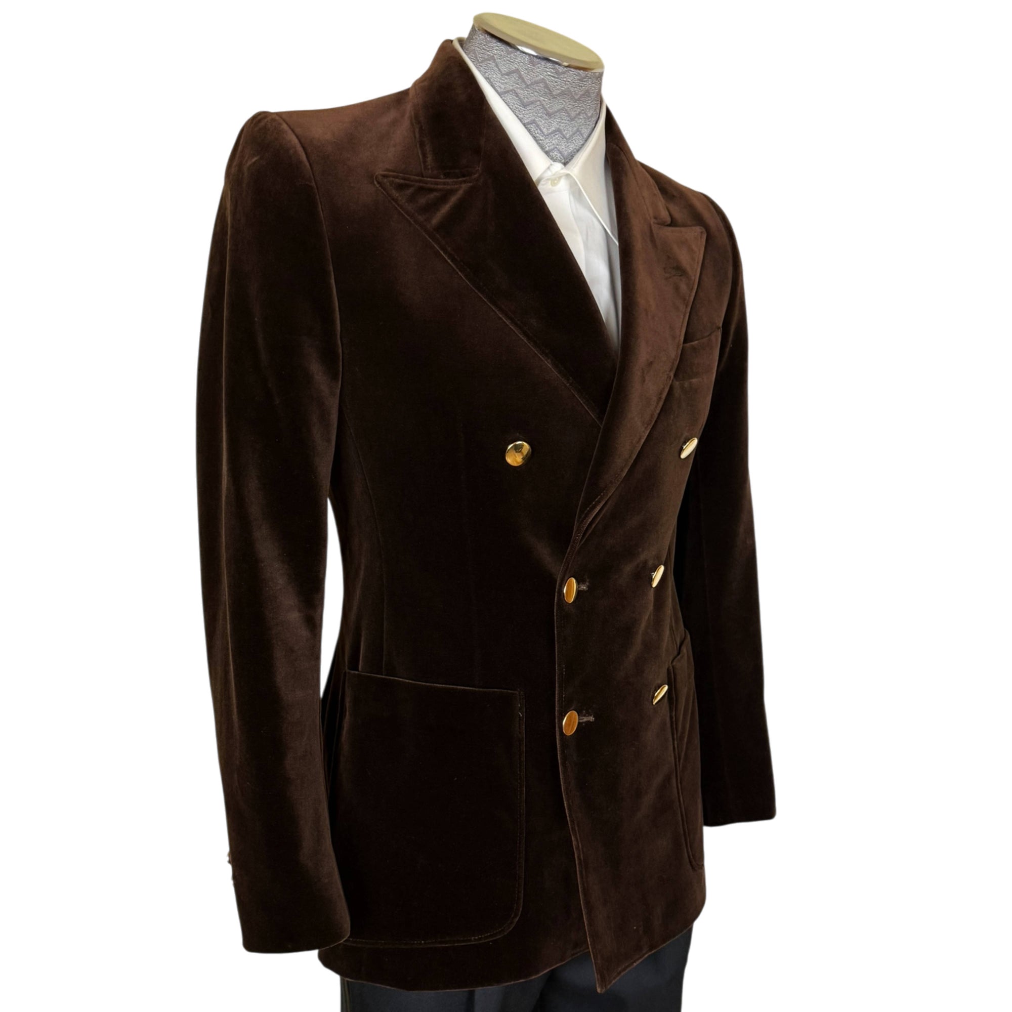 Vintage Jean-Paul Germain brown velvet blazer with gold-tone buttons
