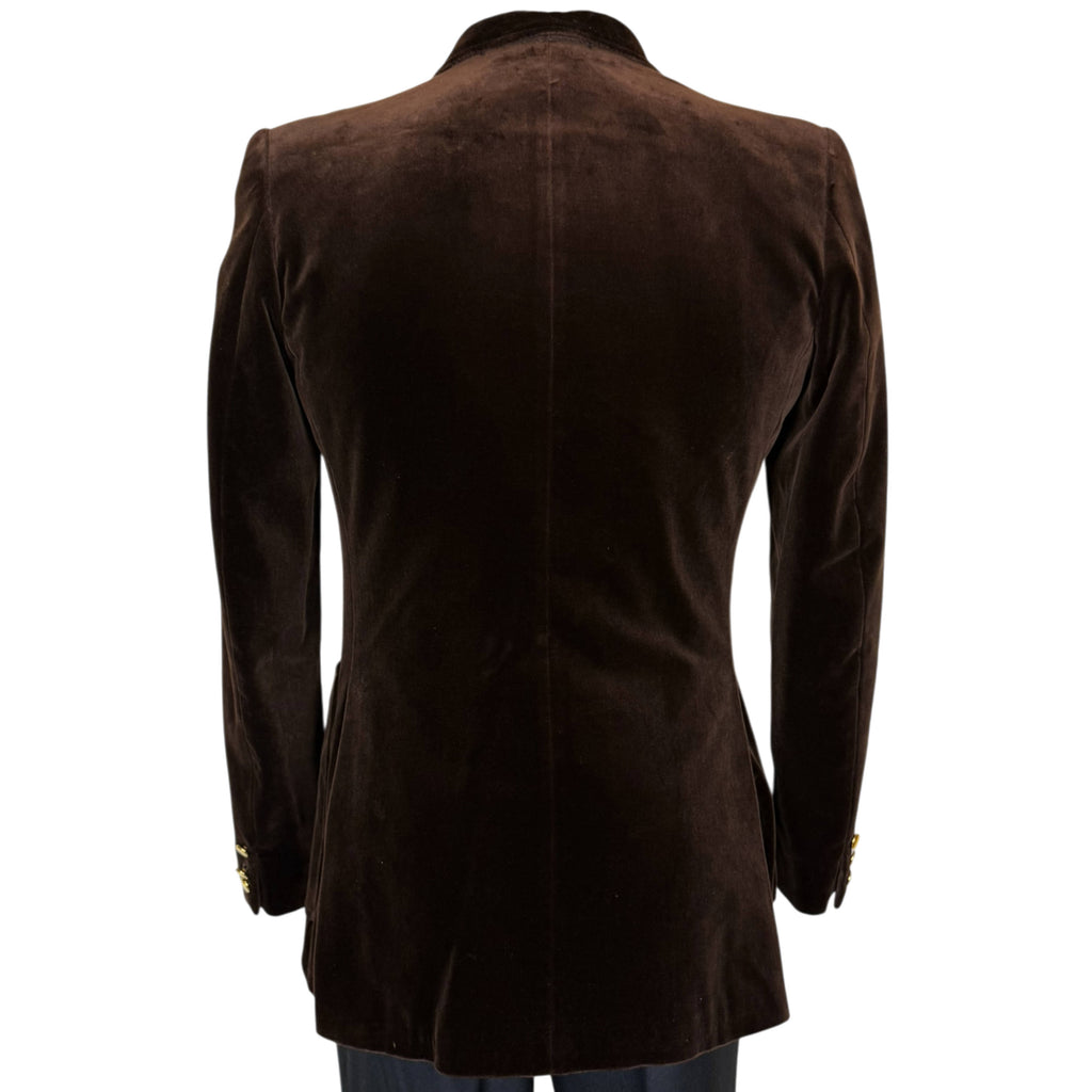 1970s Jean-Paul Germain brown velvet jacket back view with twin vents