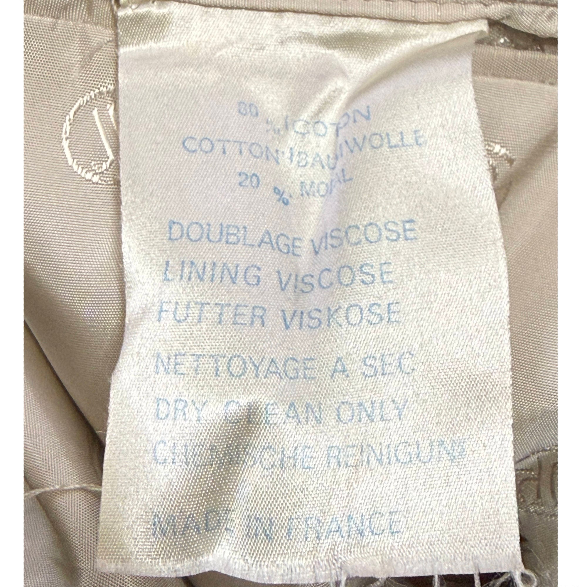 Jean-Paul Germain jacket fabric label showing 80% cotton 20% modal