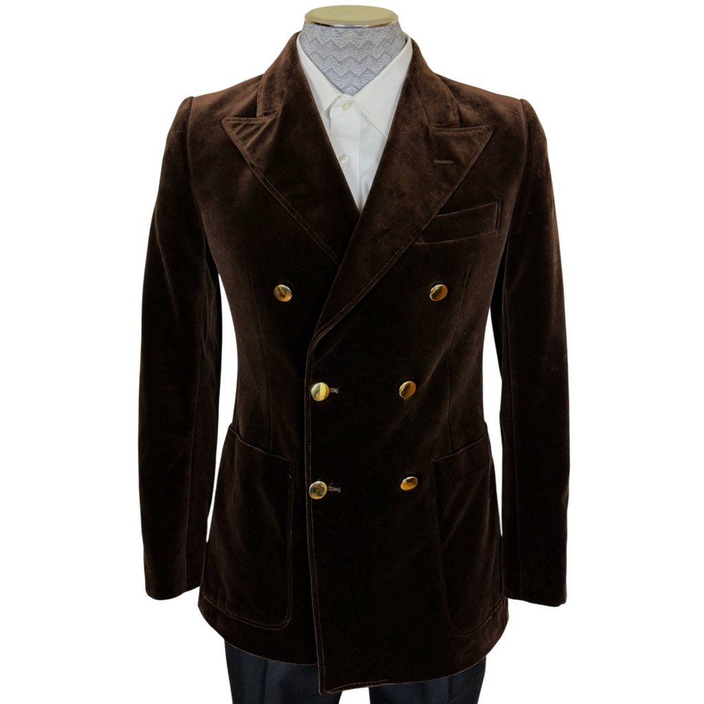 1970s Jean-Paul Germain brown velvet double-breasted blazer