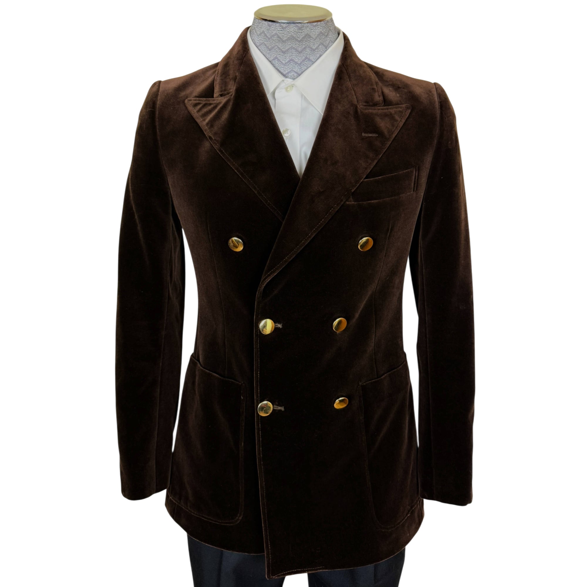 1970s Jean-Paul Germain brown velvet double-breasted blazer