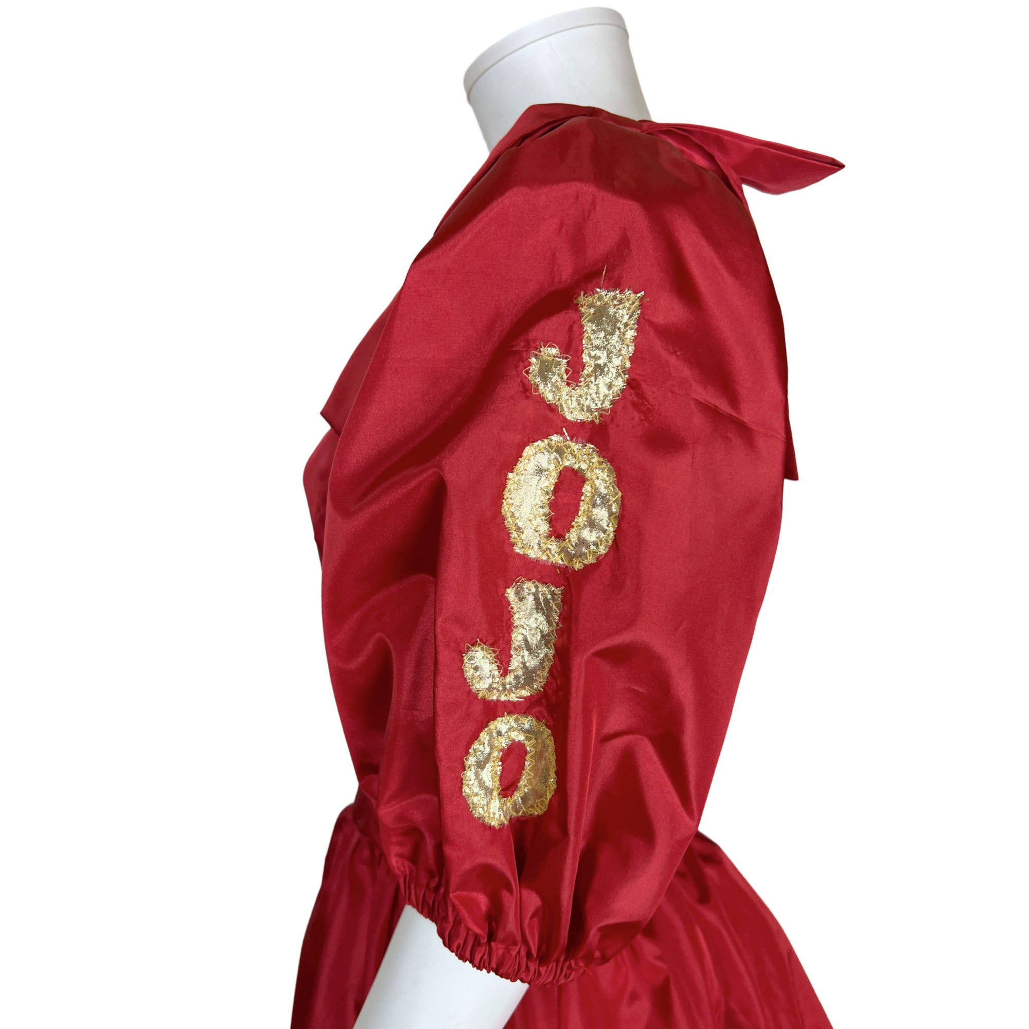 1980s Vintage Astrology Dress Red Taffeta Jo Jo Size L