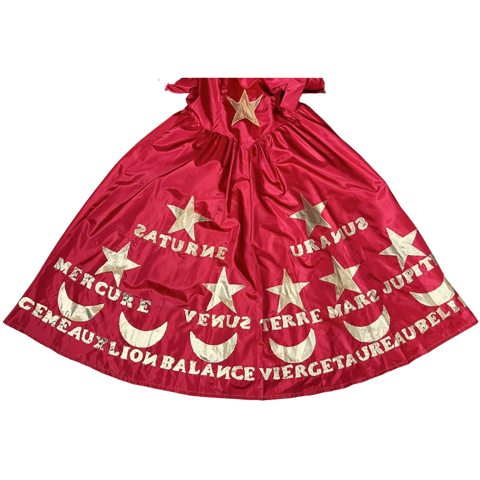1980s Vintage Astrology Dress Red Taffeta Jo Jo Size L