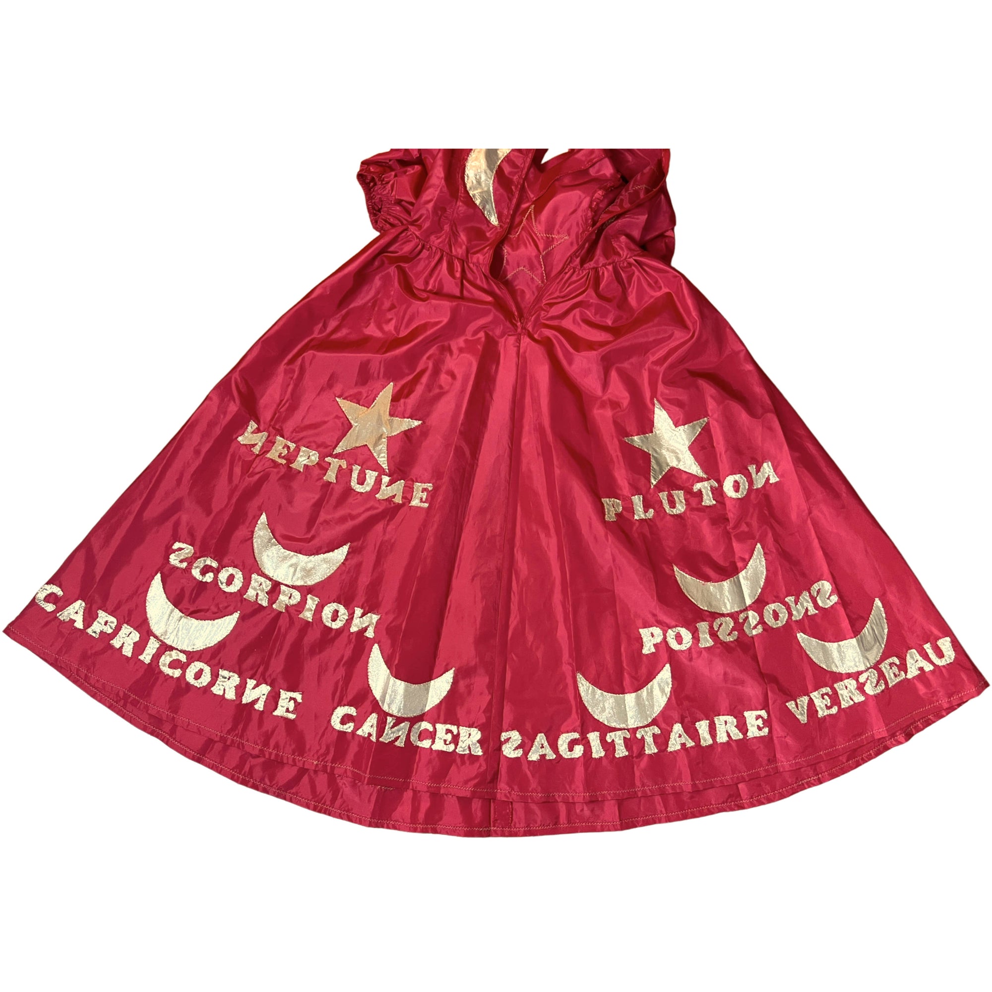 1980s Vintage Astrology Dress Red Taffeta Jo Jo Size L