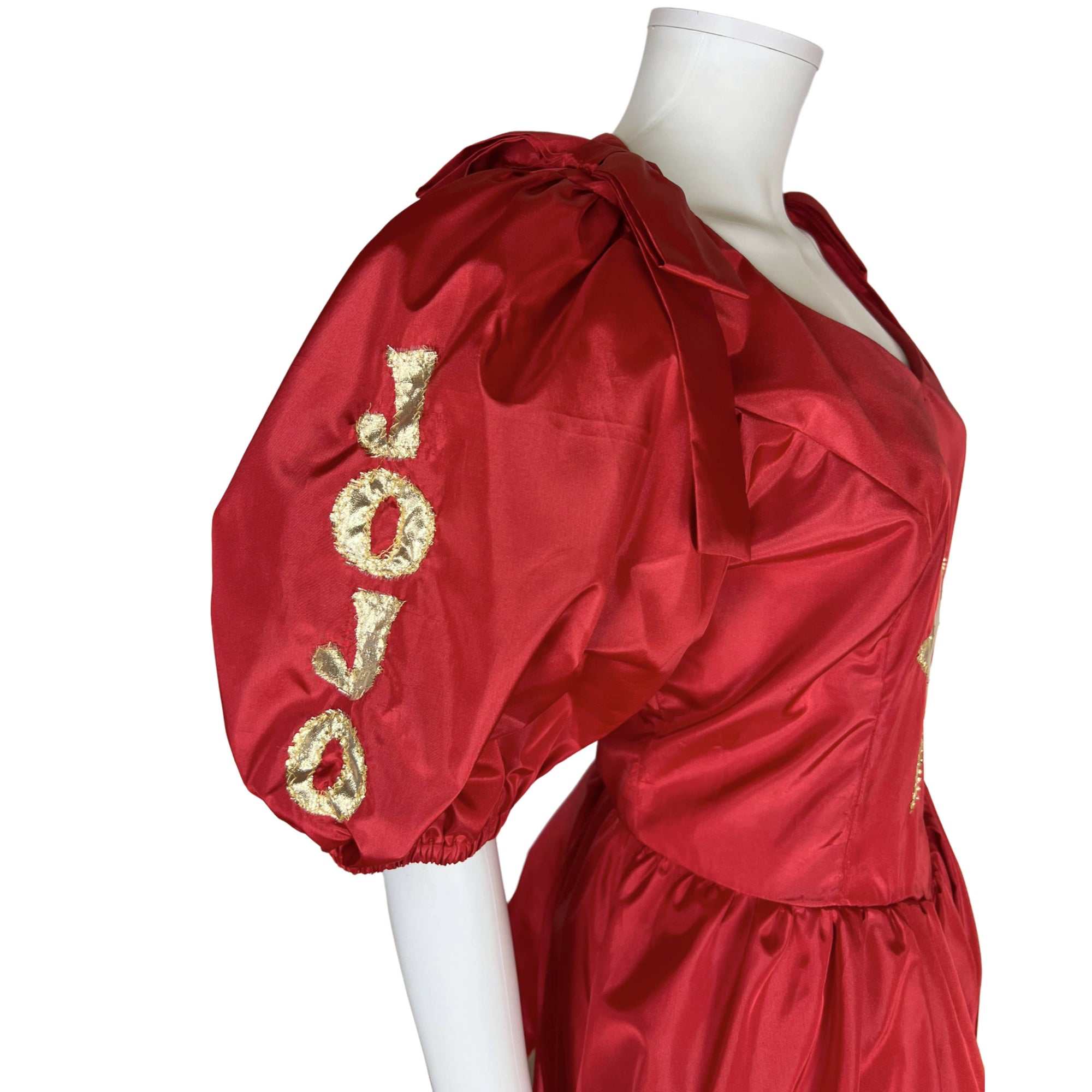 1980s Vintage Astrology Dress Red Taffeta Jo Jo Size L